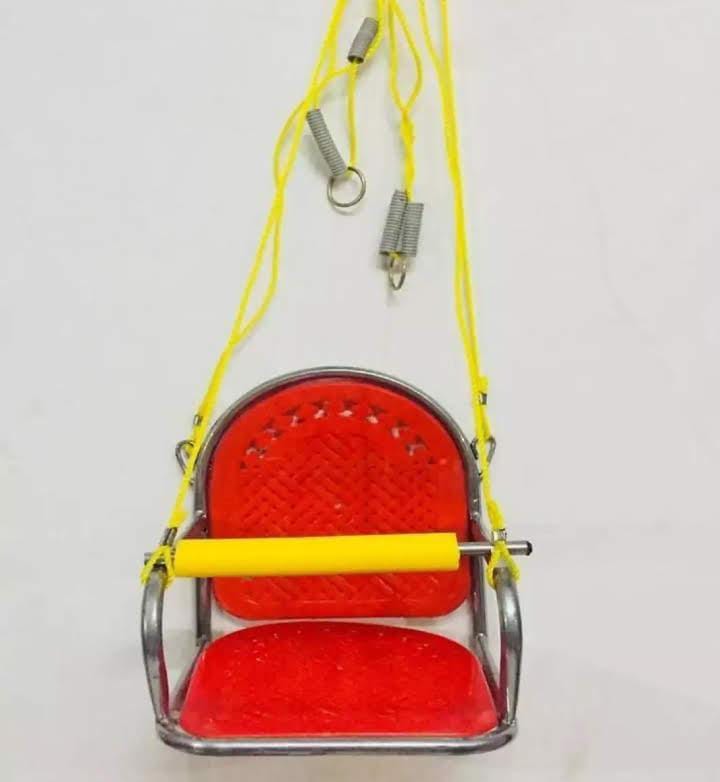 Kids Metal Safety Swing with Red Seat & Safety Lock