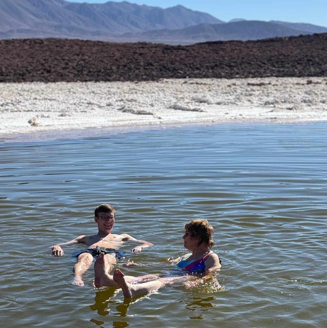 Floating in salt lagoon