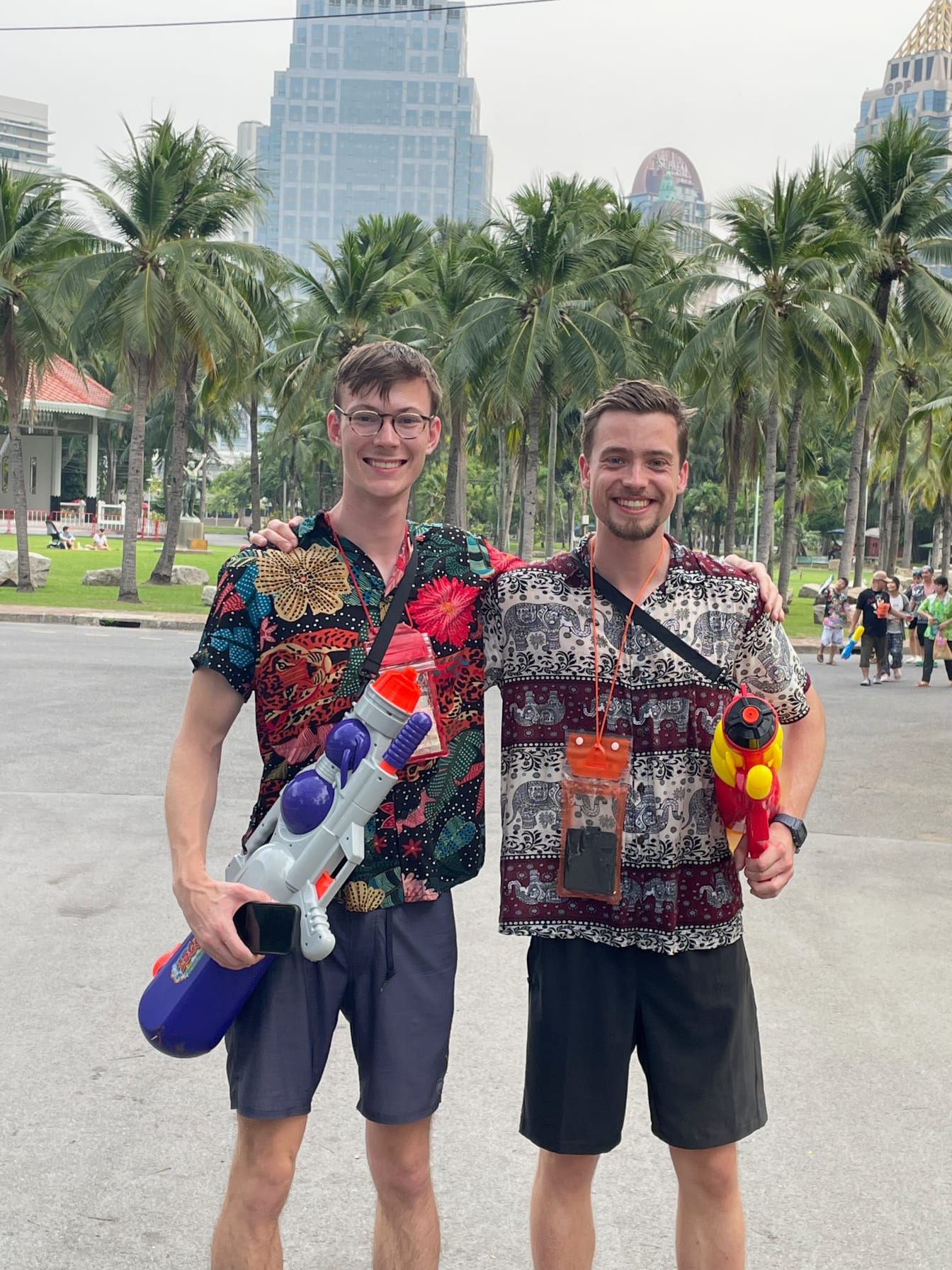 With water gun