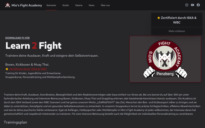 Thumbnail zum Projekt 'Mio's Fight Academy'