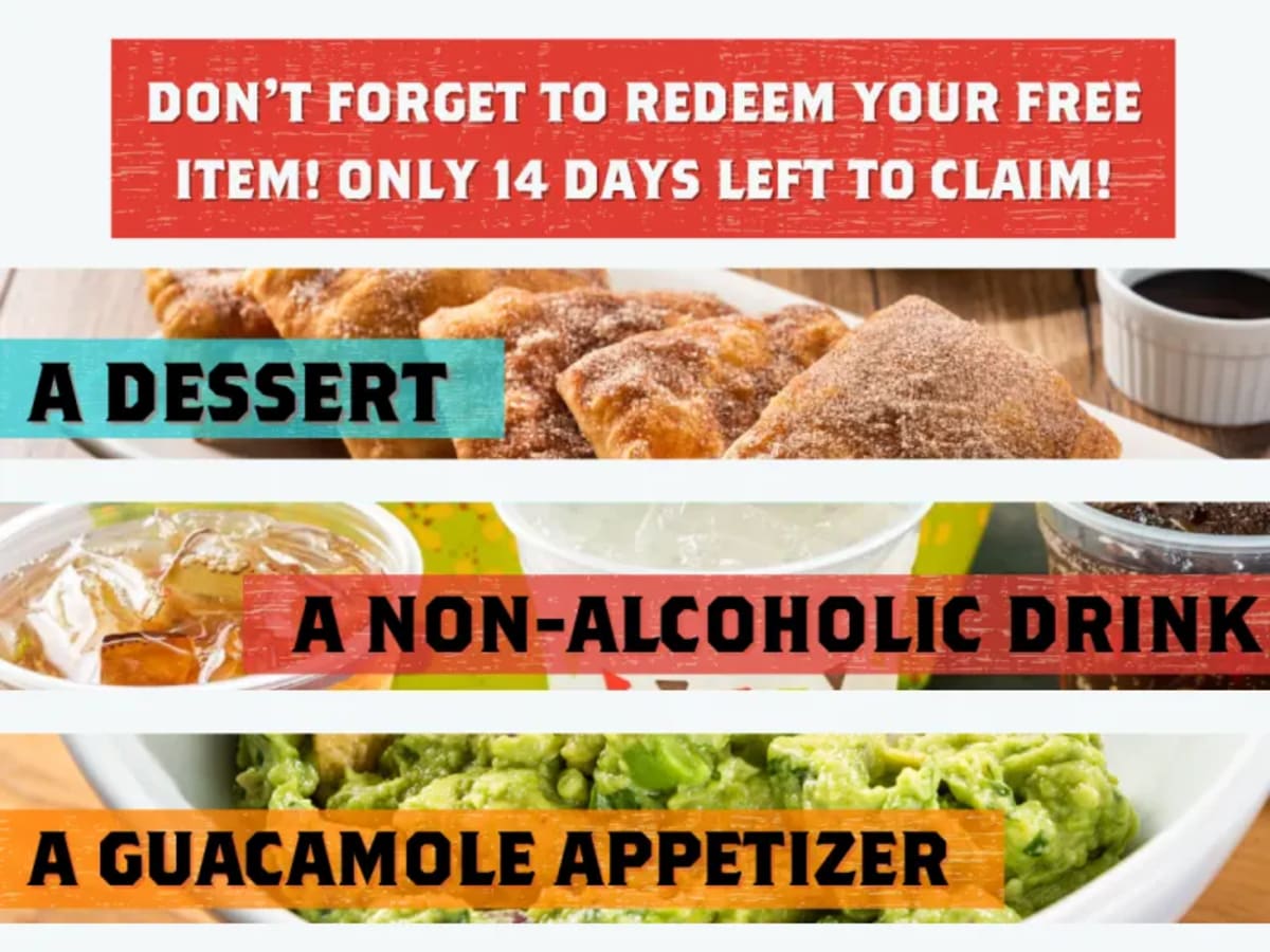 Free Guac, Dessert, or Drink - Free Signup Required