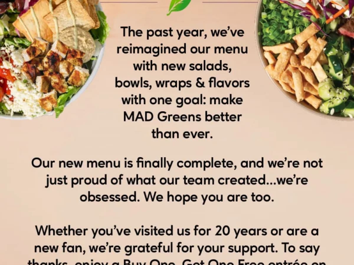 BOGO Free Entrée on Entire Menu - Welcome Reward