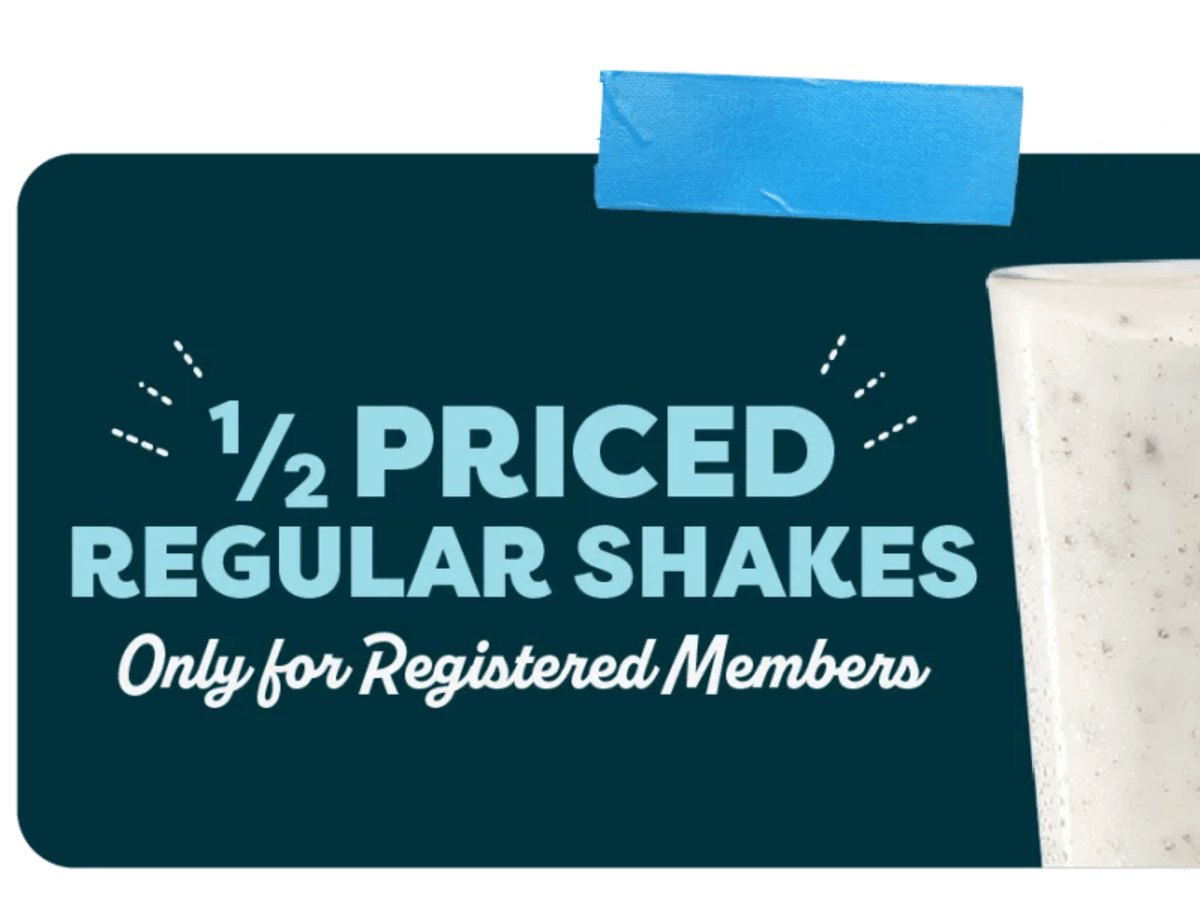 50% Off Milkshakes Mon–Tue 2–7 PM - Rewards Members Only