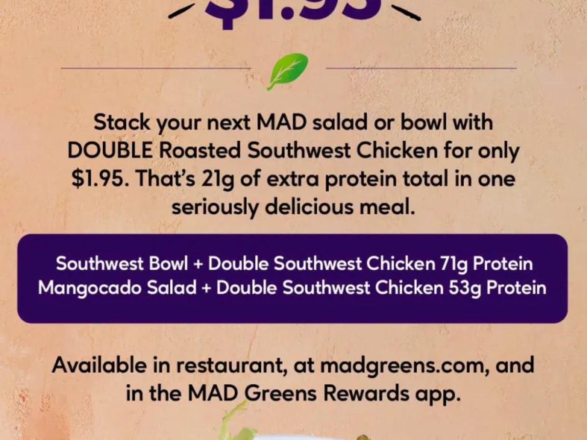Double Southwest Chicken Add-On for $1.95