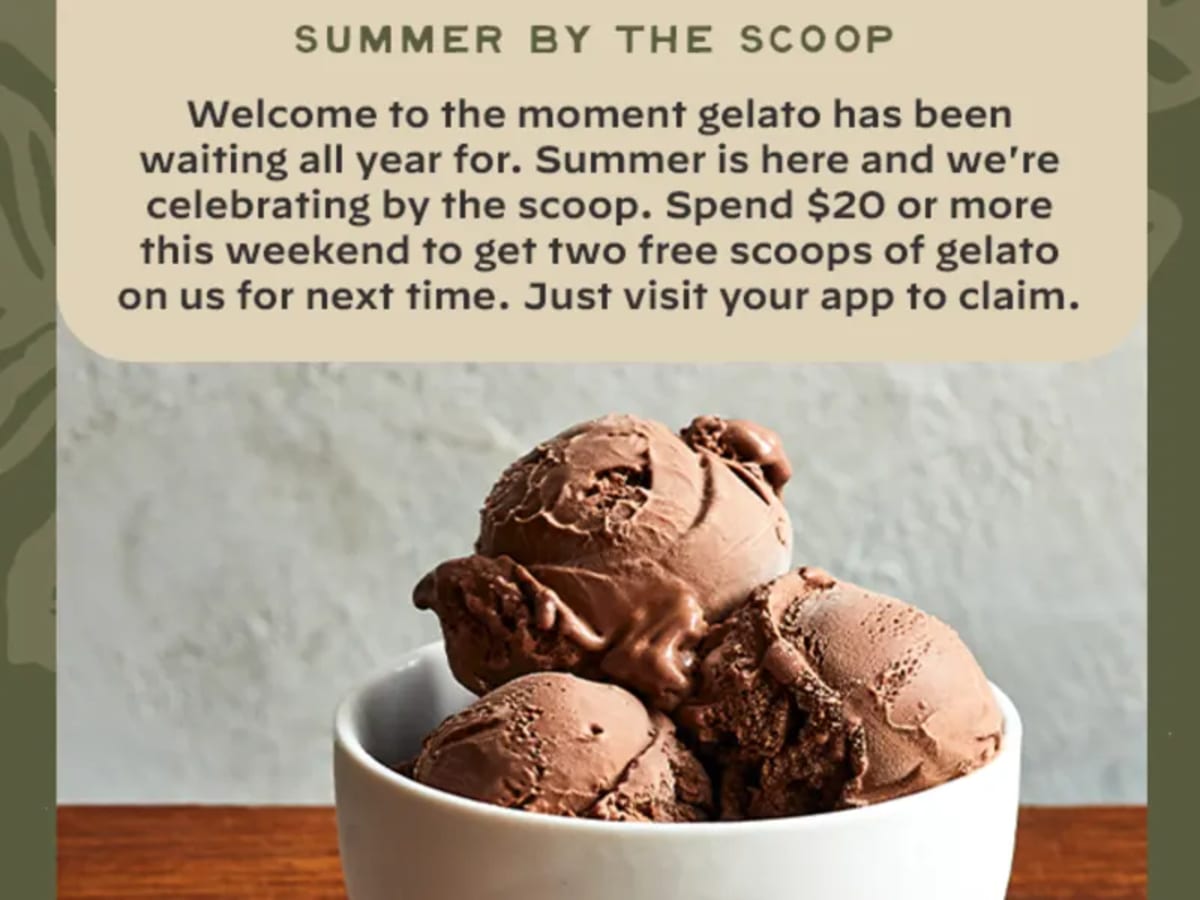 Free Gelato With $20 Spend - Rewards Members Only