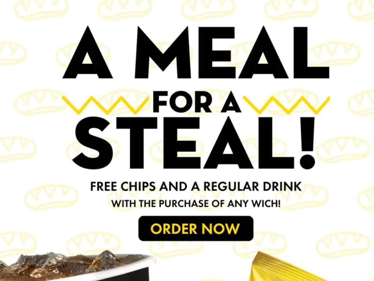 Free Drink & Chips with Any Wich - Rewards Members Only