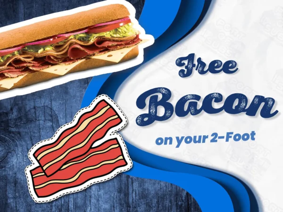 Free Bacon on 2-Foot Sub