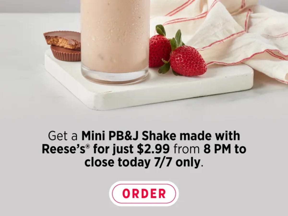 Mini PBJ Shake with Reese's for $2.99 - Rewards Members Only