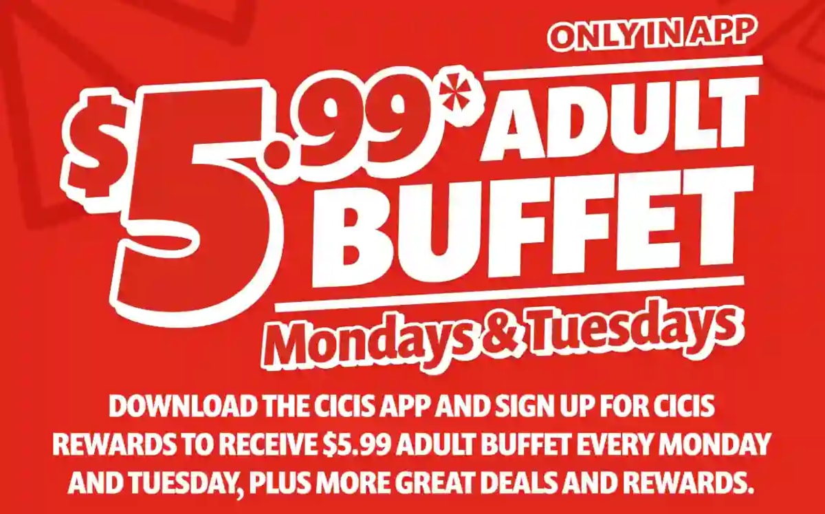 $5.99 All-You-Can-Eat Buffet Mon & Tue
