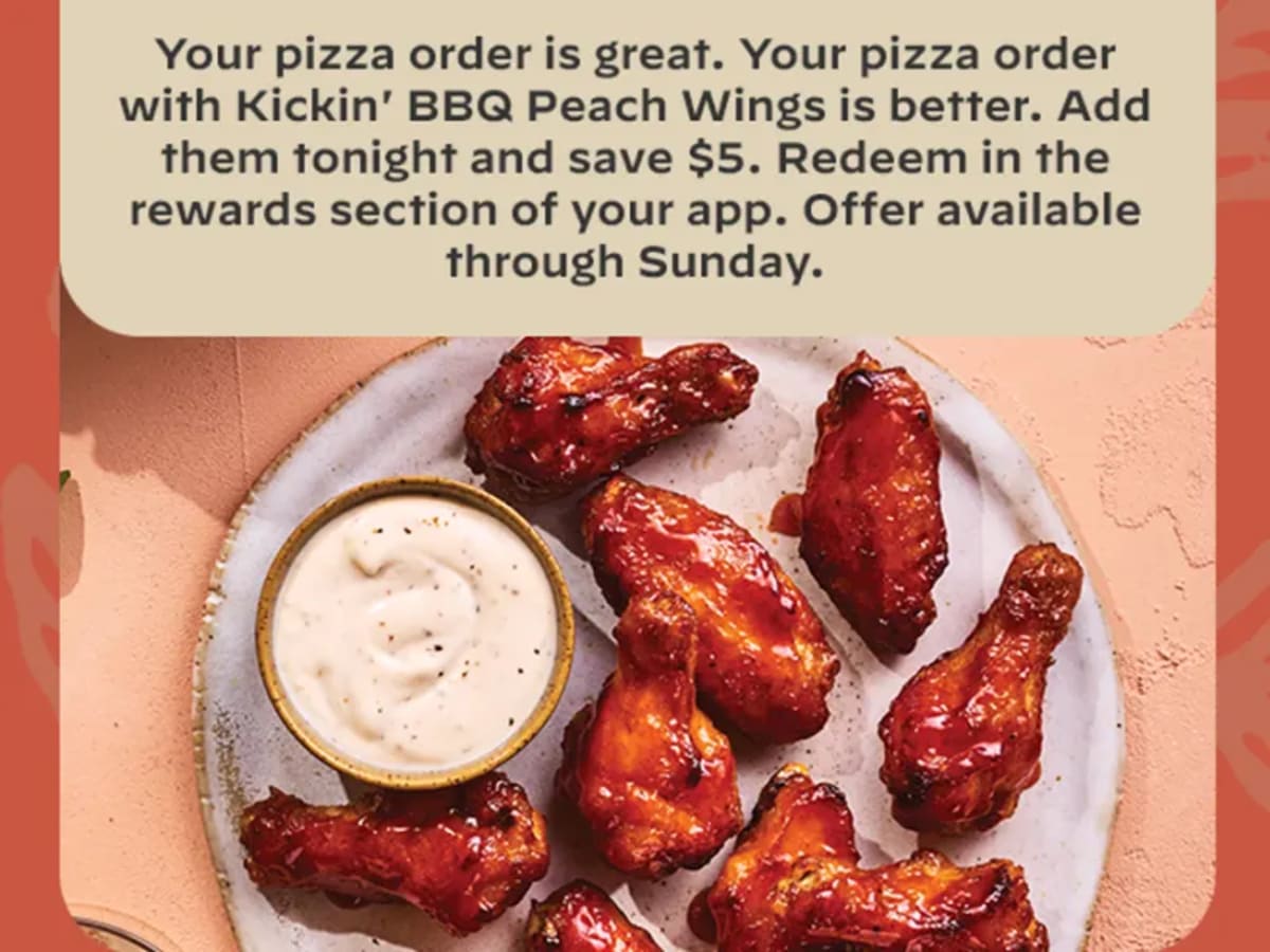 $5 Off Kickin BBQ Peach Wings