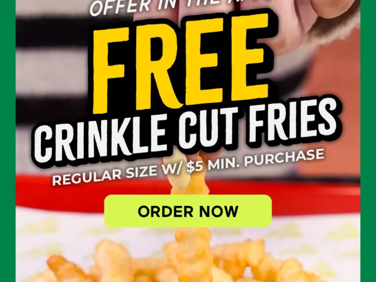 Free Regular Fries with $5+ Order - Rewards Members
