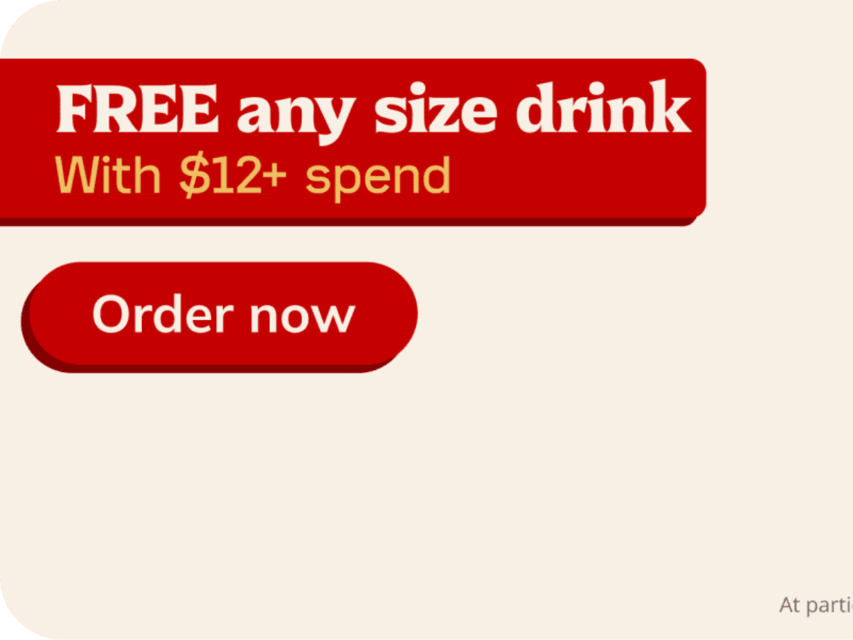 Free Any Size Drink with $12+ Order