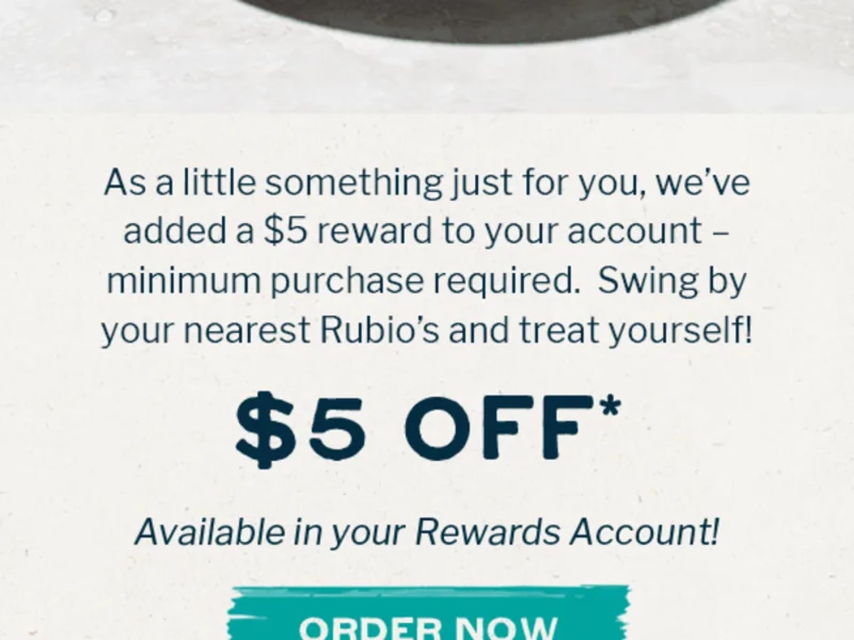 $5 Off Your Order - Rewards Members Only