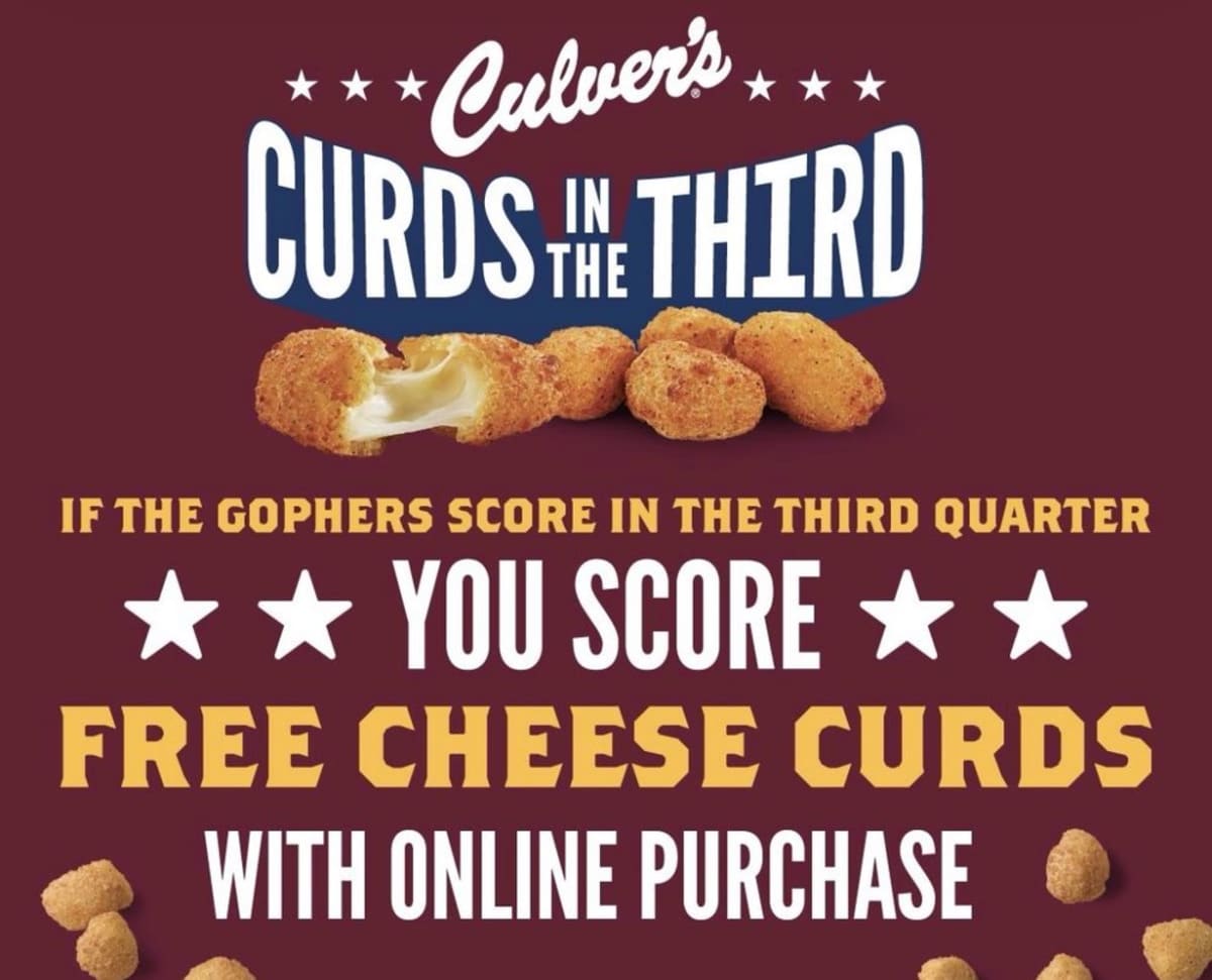 Free Cheese Curds If Gophers Score in 3rd