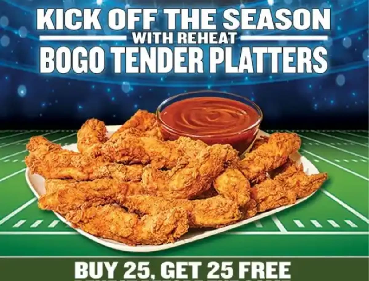 BOGO 25 Reheat Tenders — Football Kickoff