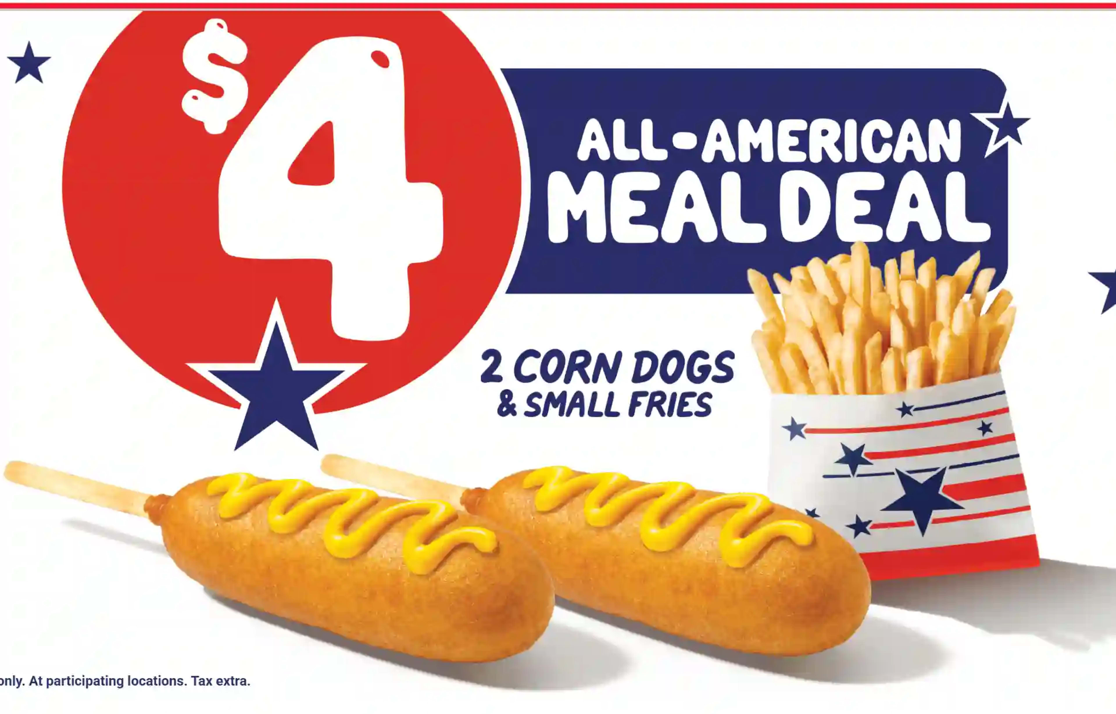 $4 All-American Meal Deal: 2 Corn Dogs & Small Fries