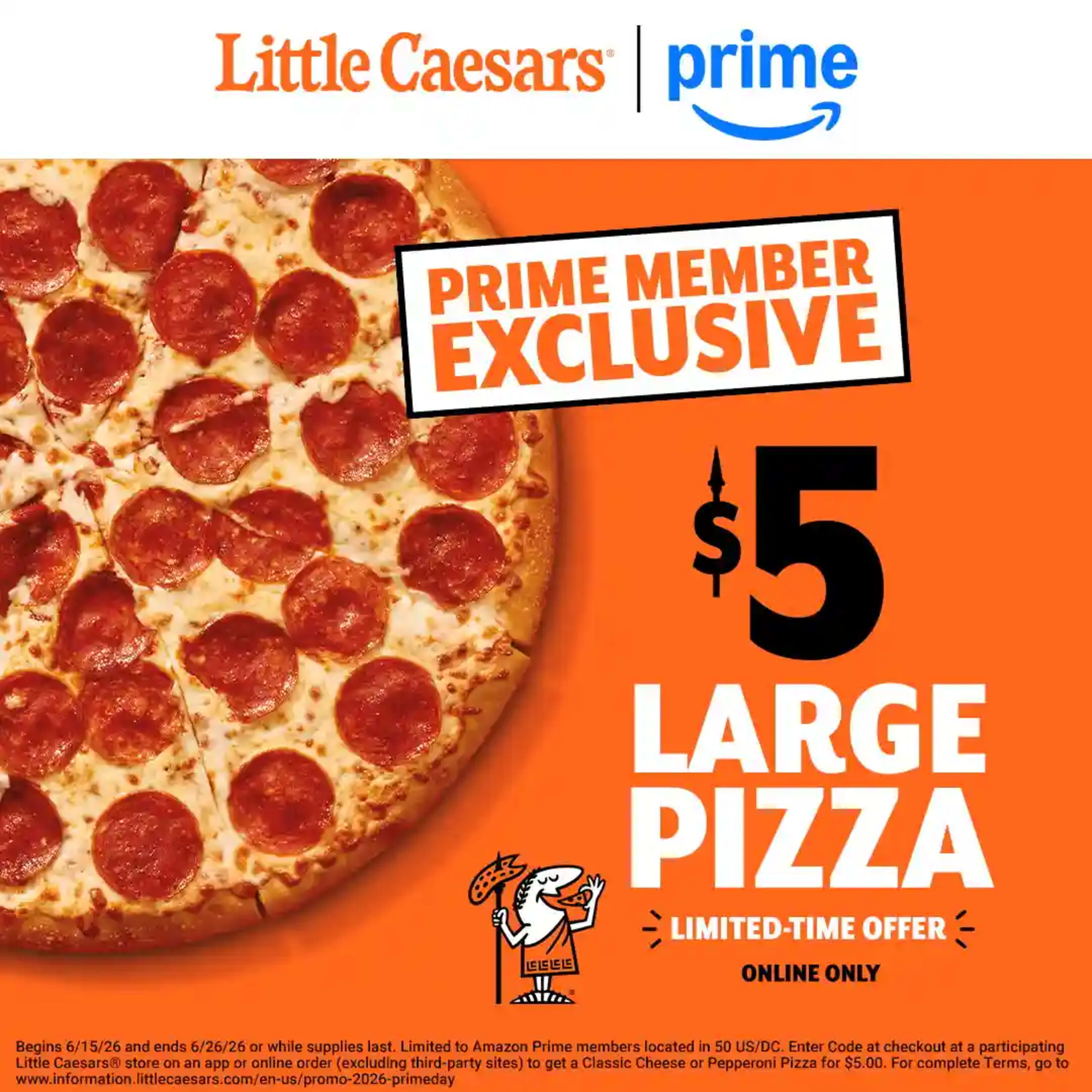 $5 Large Classic Pizza for Amazon Prime Members