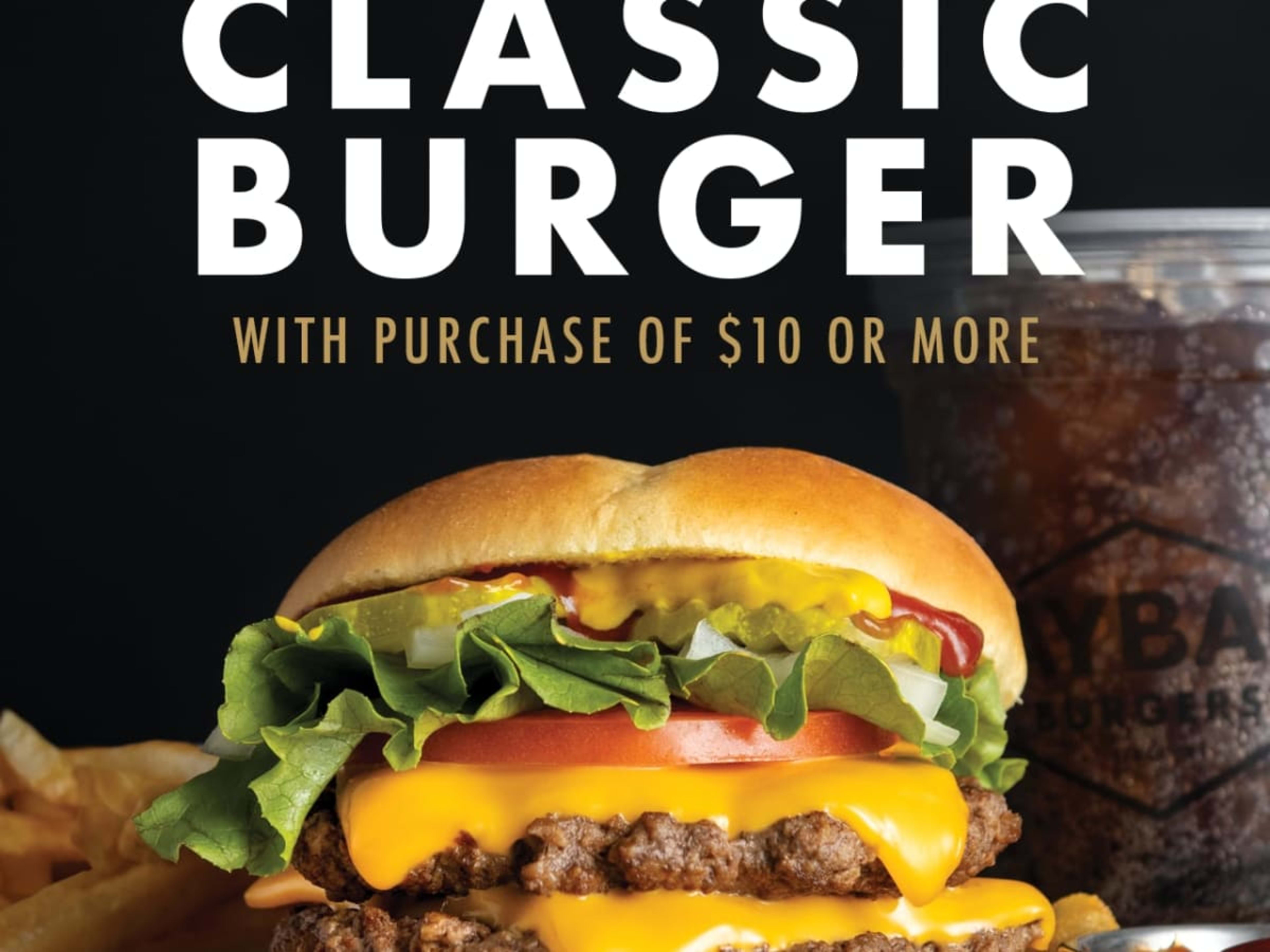 Free Classic Burger with $10 Purchase