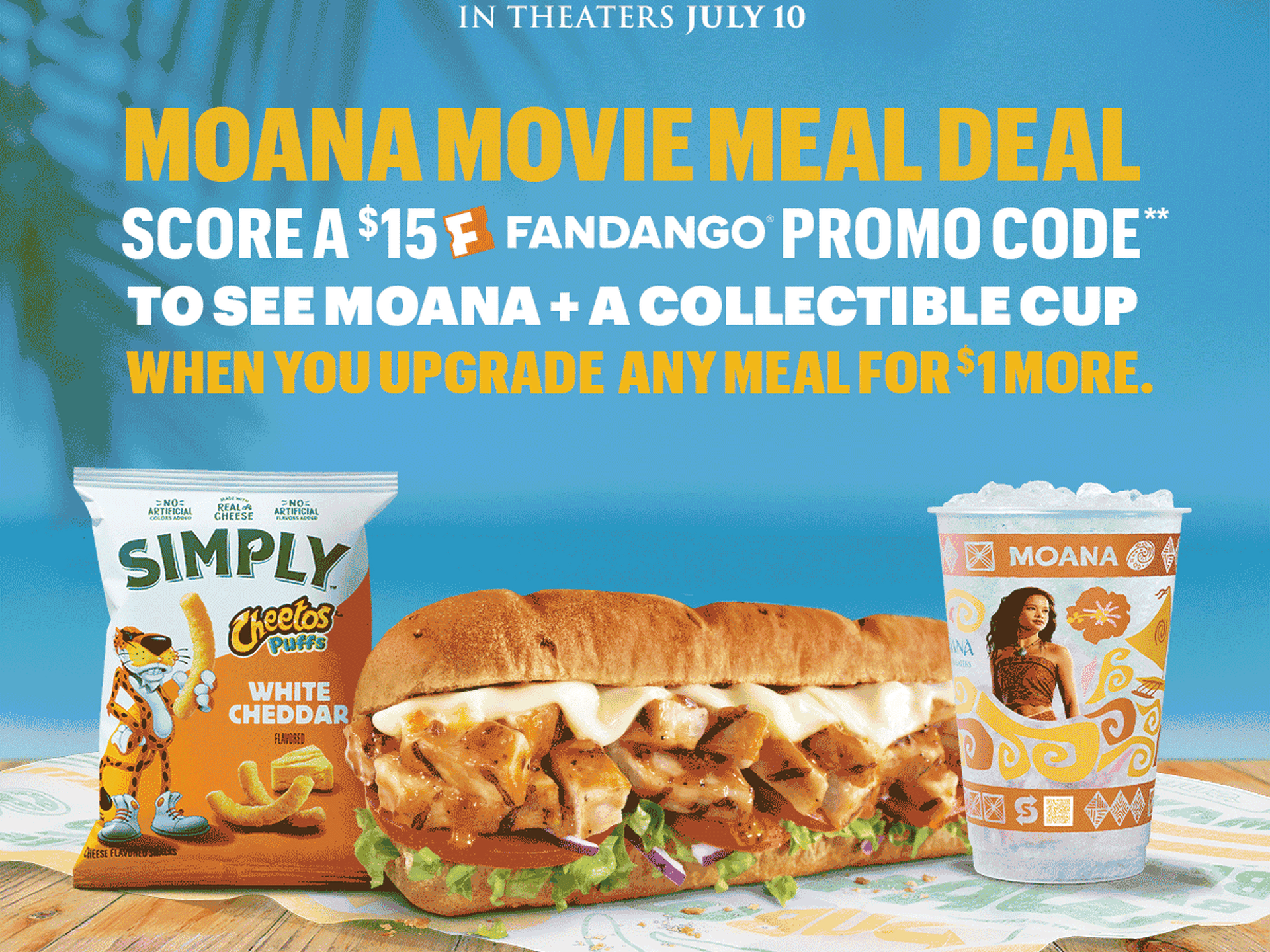 Upgrade any meal for $1, get $15 Fandango code