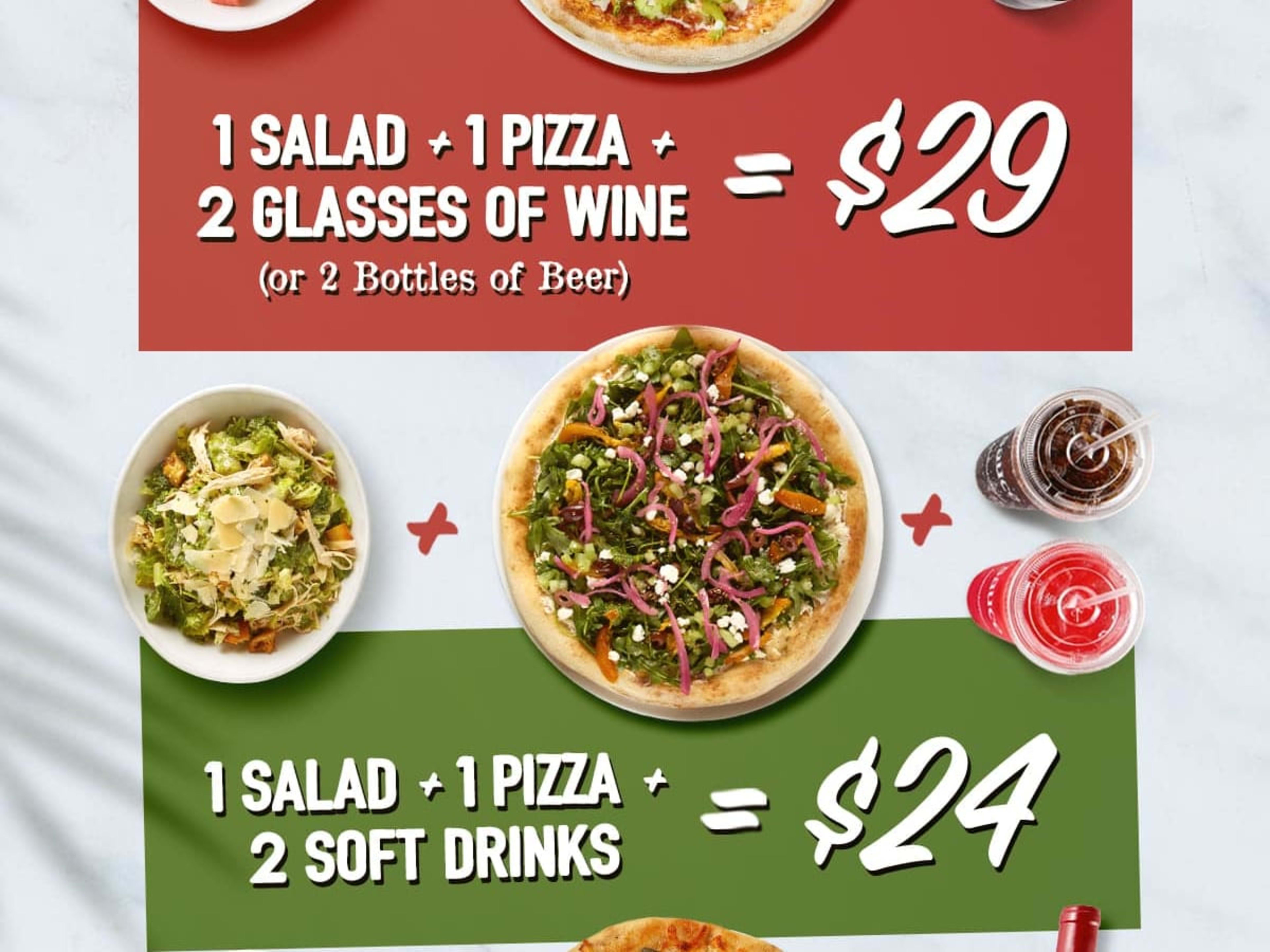 Summer Sampler: Salad, Pizza & Drinks at $24