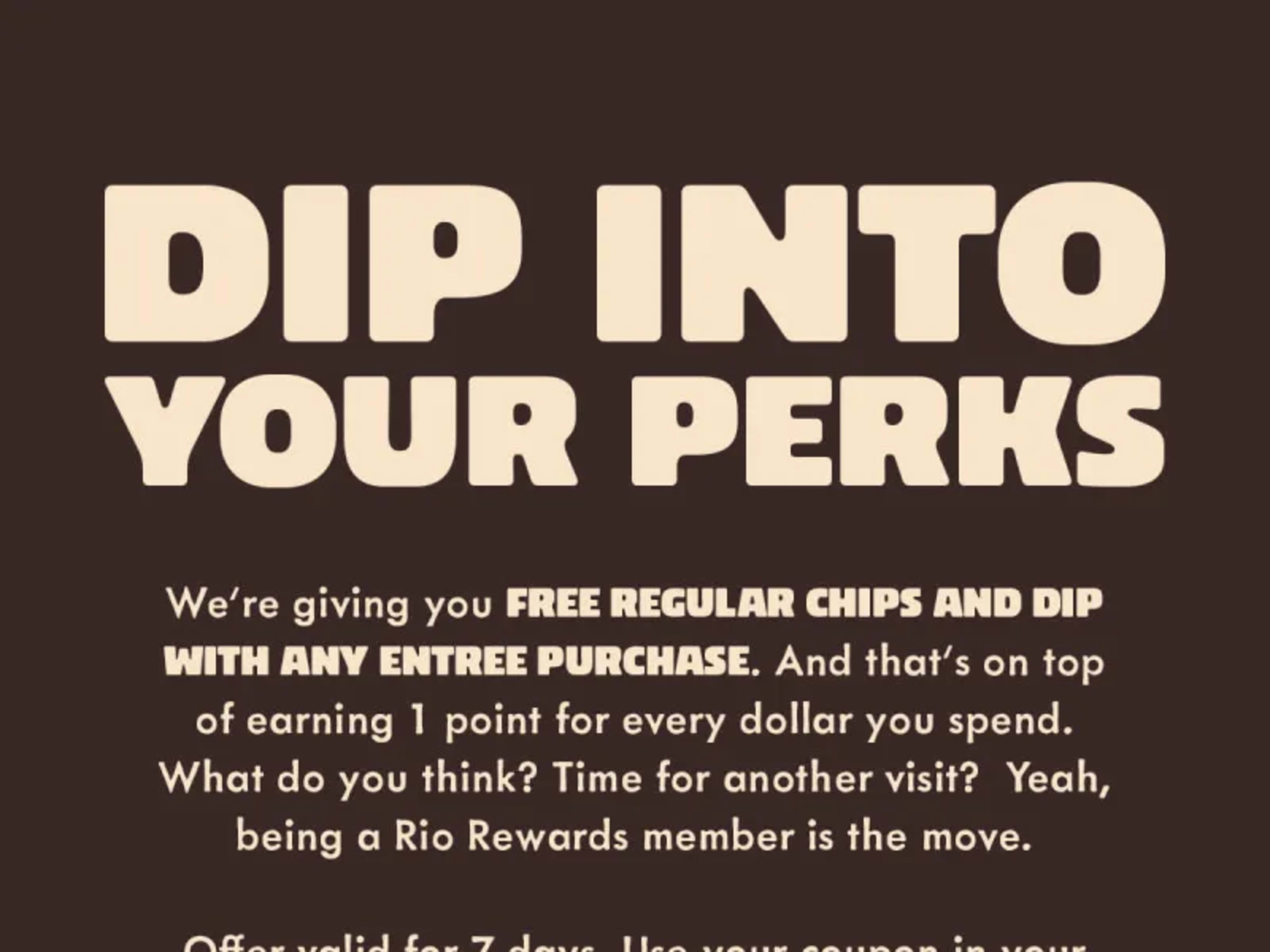 Free Chips & Dip with Entrée - Free Signup