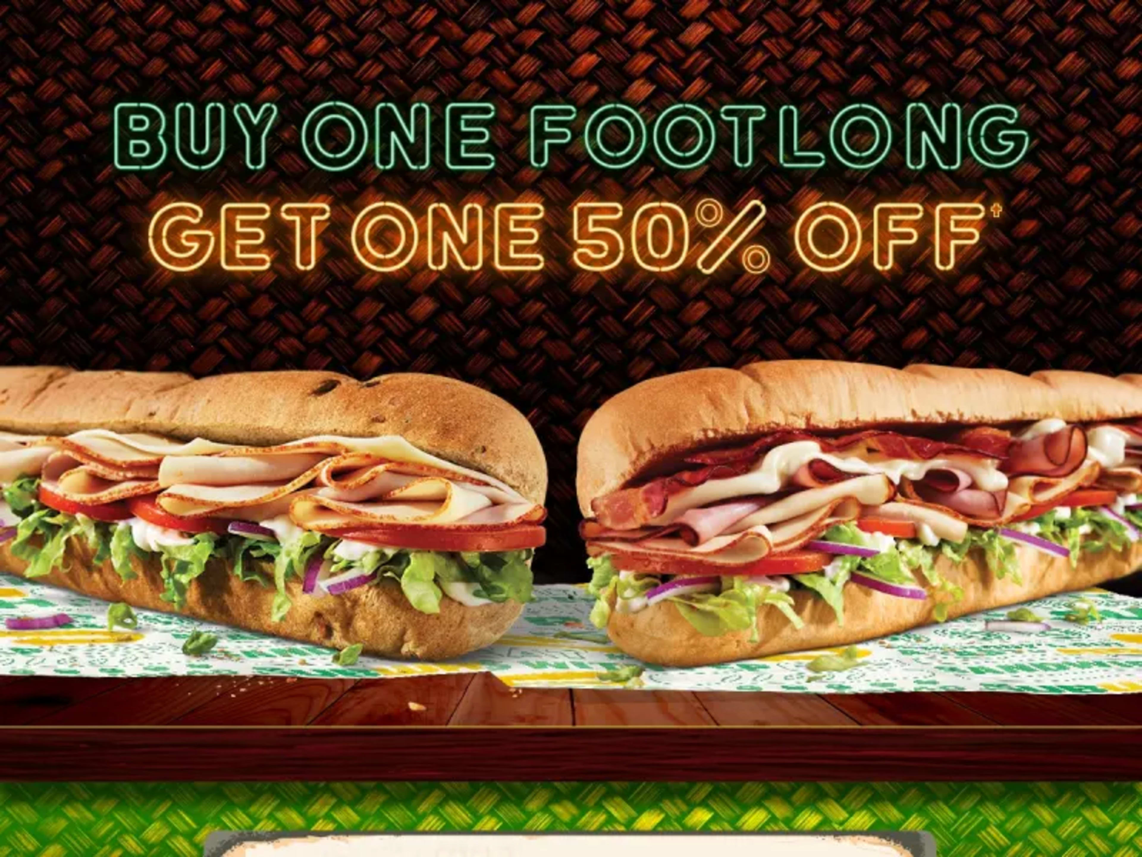 BOGO 50% Off Footlongs Through July 20