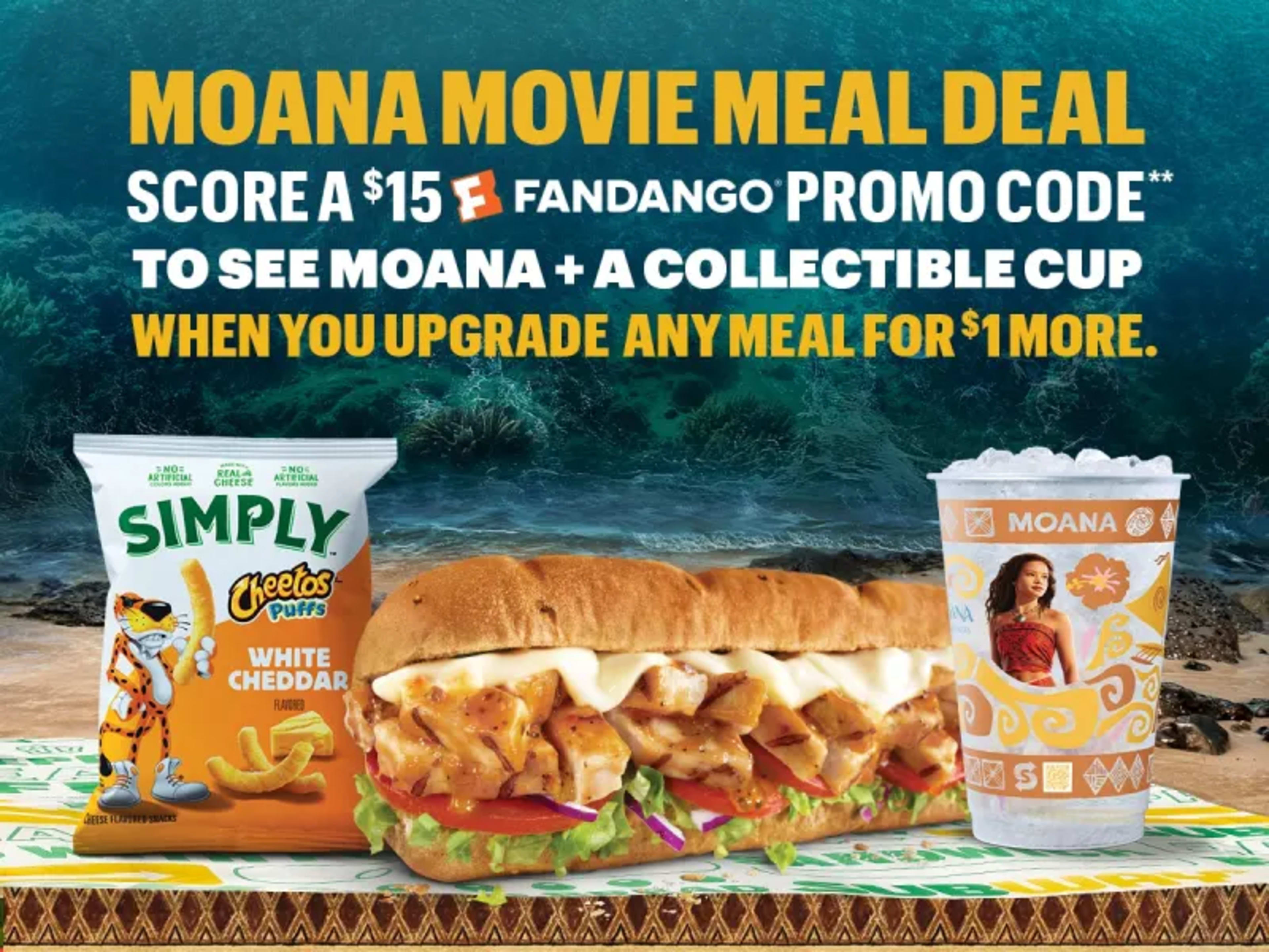 Moana Movie Meal Deal – $1 Upgrade + $15 Fandango Code