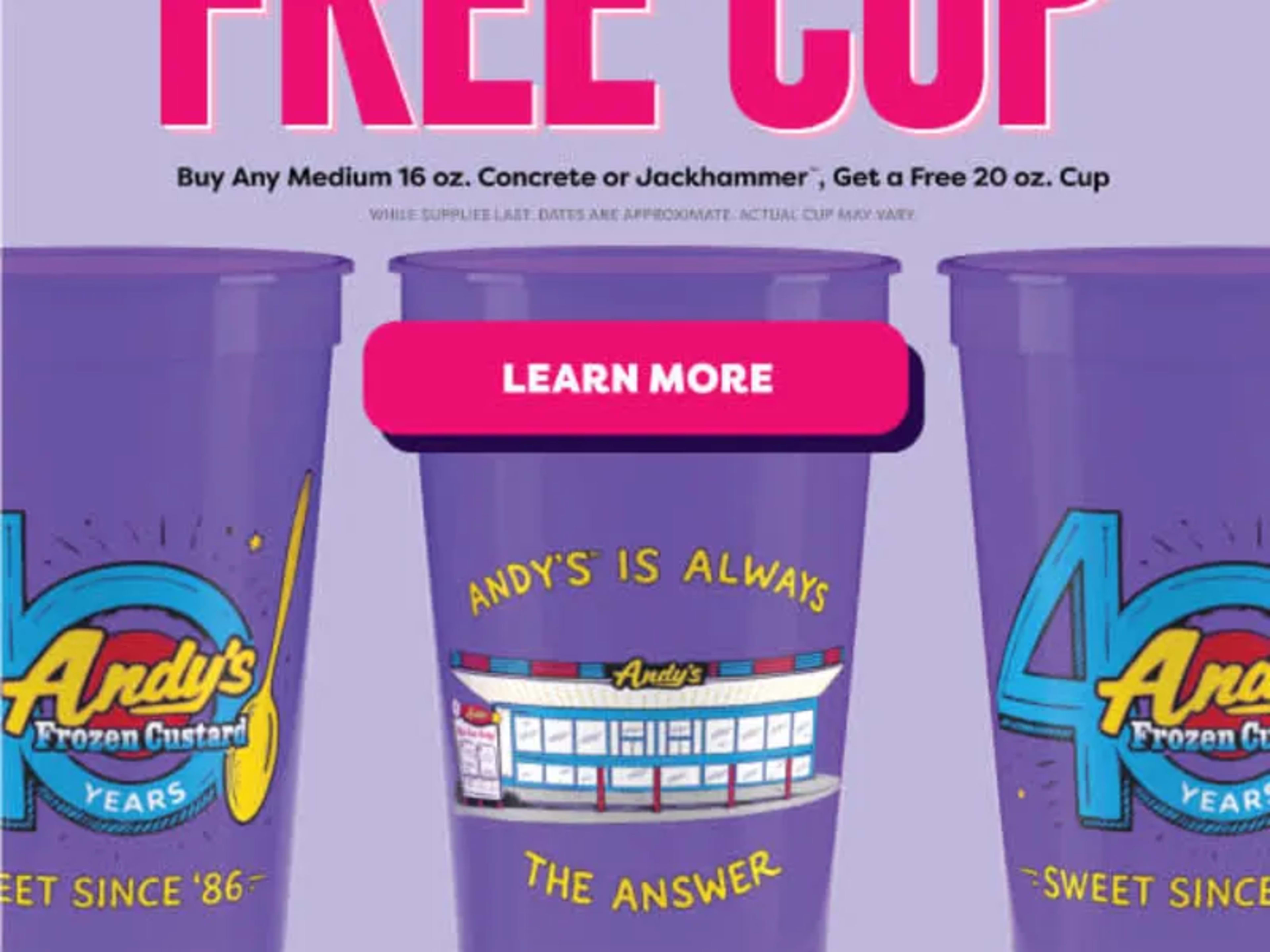 Free 20 oz. Collectible Cup with Concrete or Jackhammer