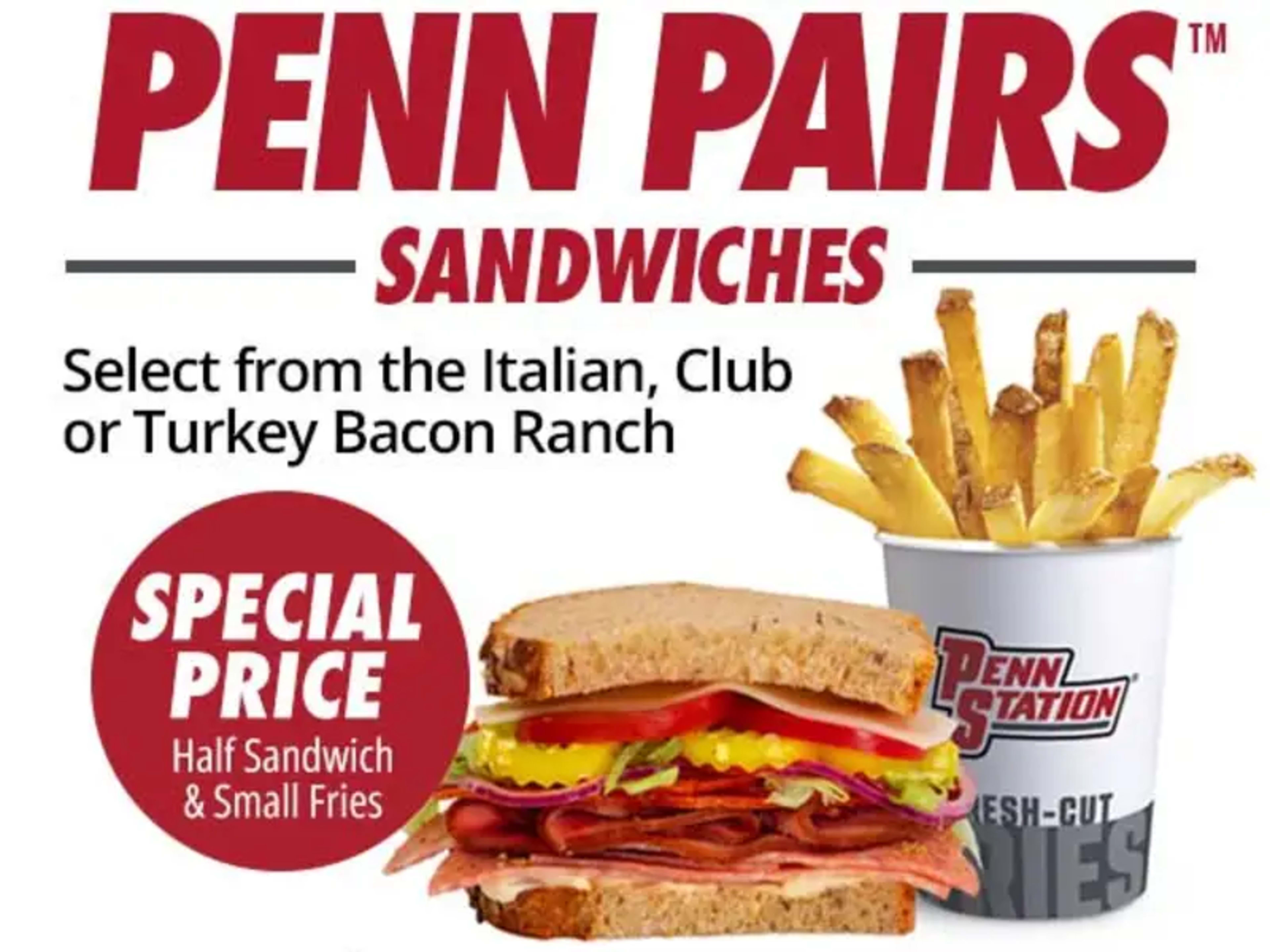 Penn Pairs: Sandwich + Fries Combo for $7.99