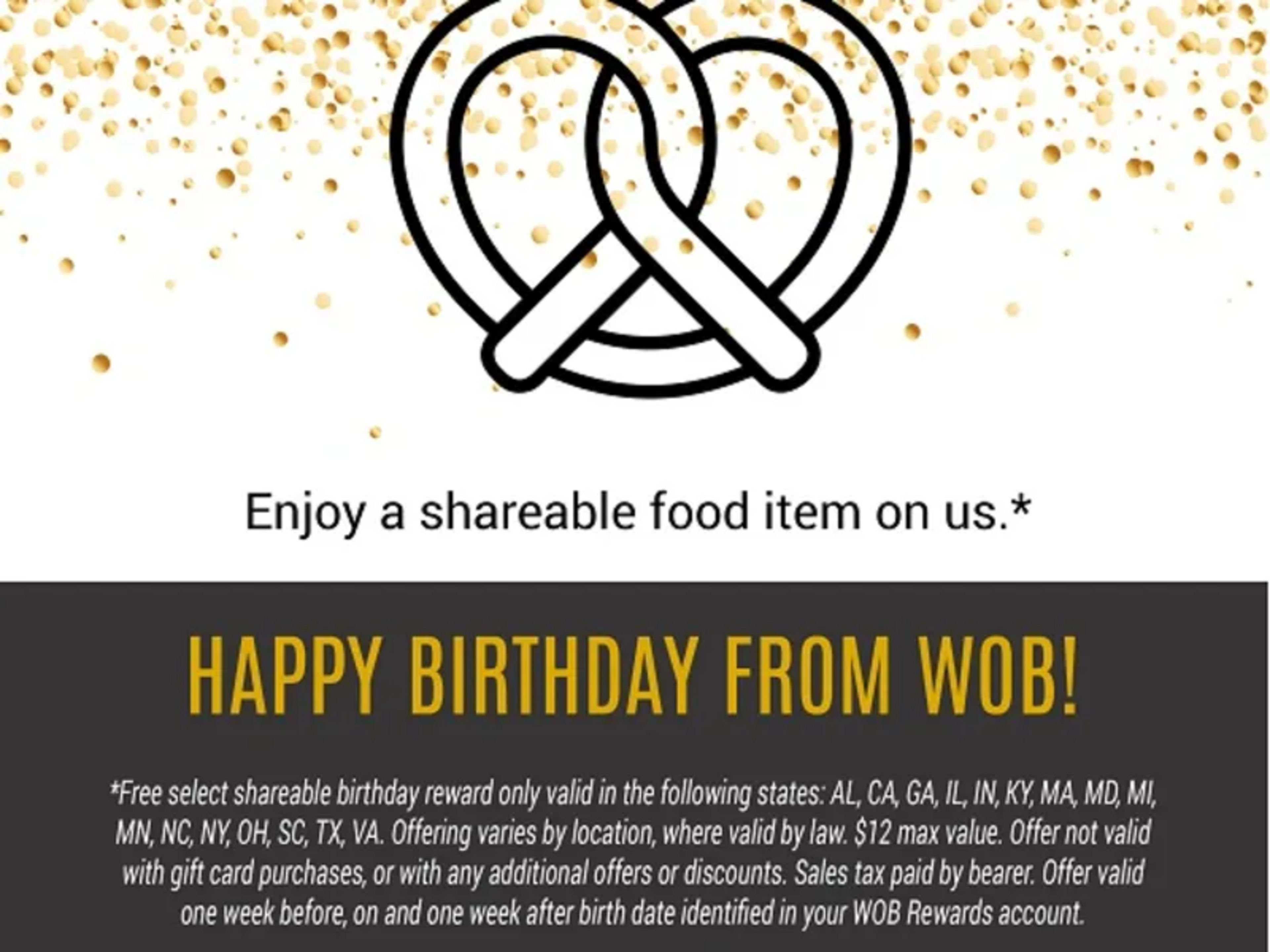 Free Item on Your Birthday - Rewards Members Only