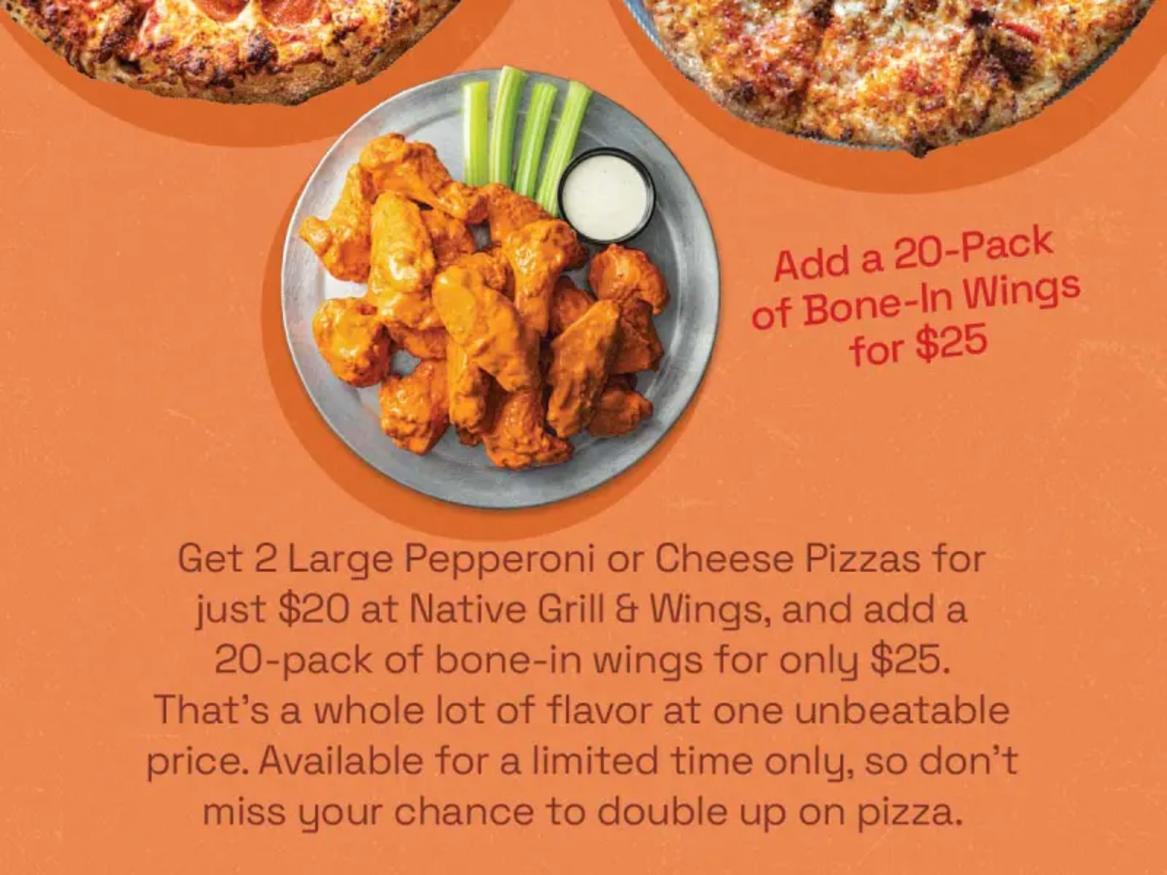 2 Large Pizzas for $20 - Rewards Members Only
