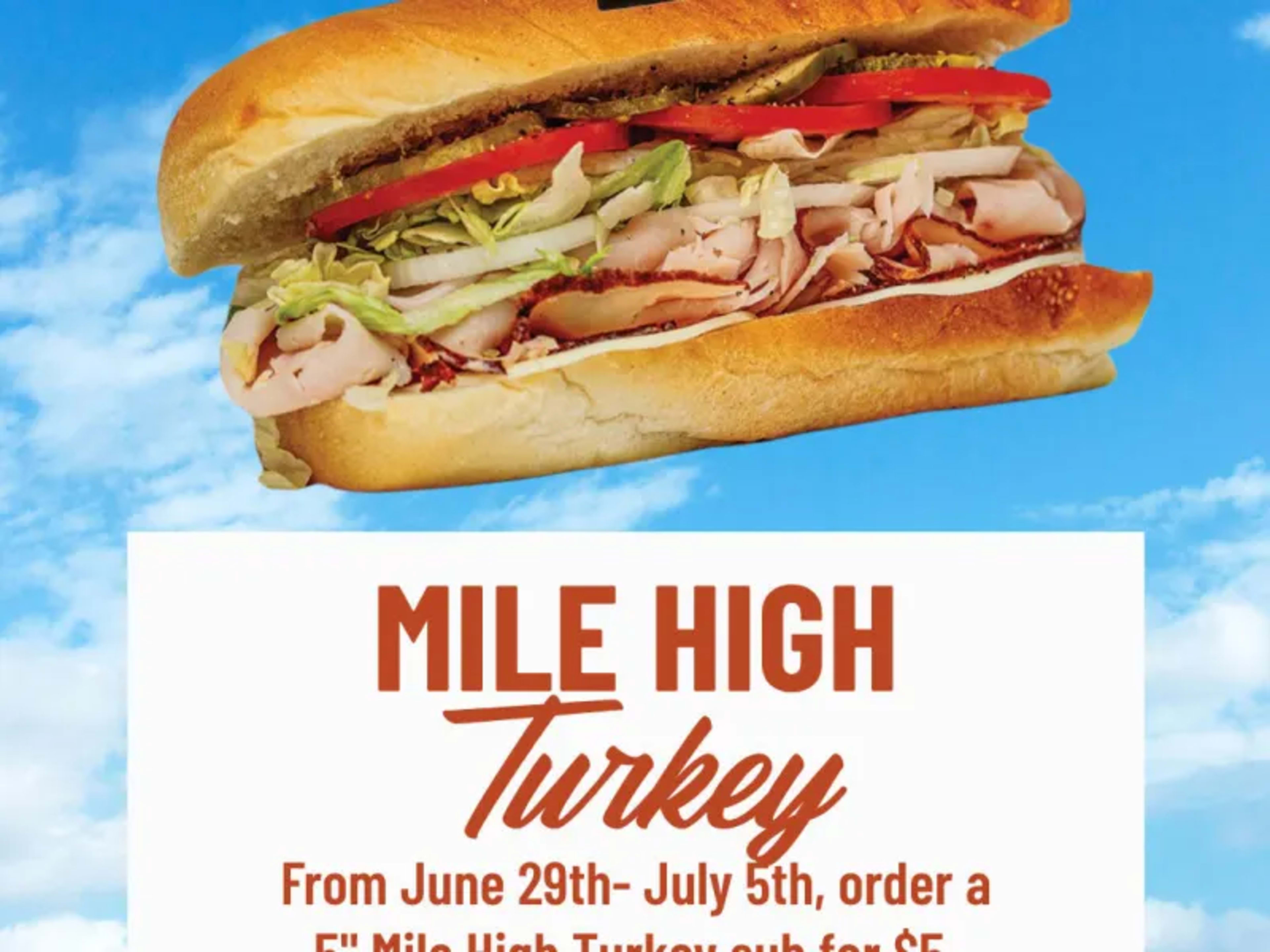 $5 Mile High Turkey 5" Sub