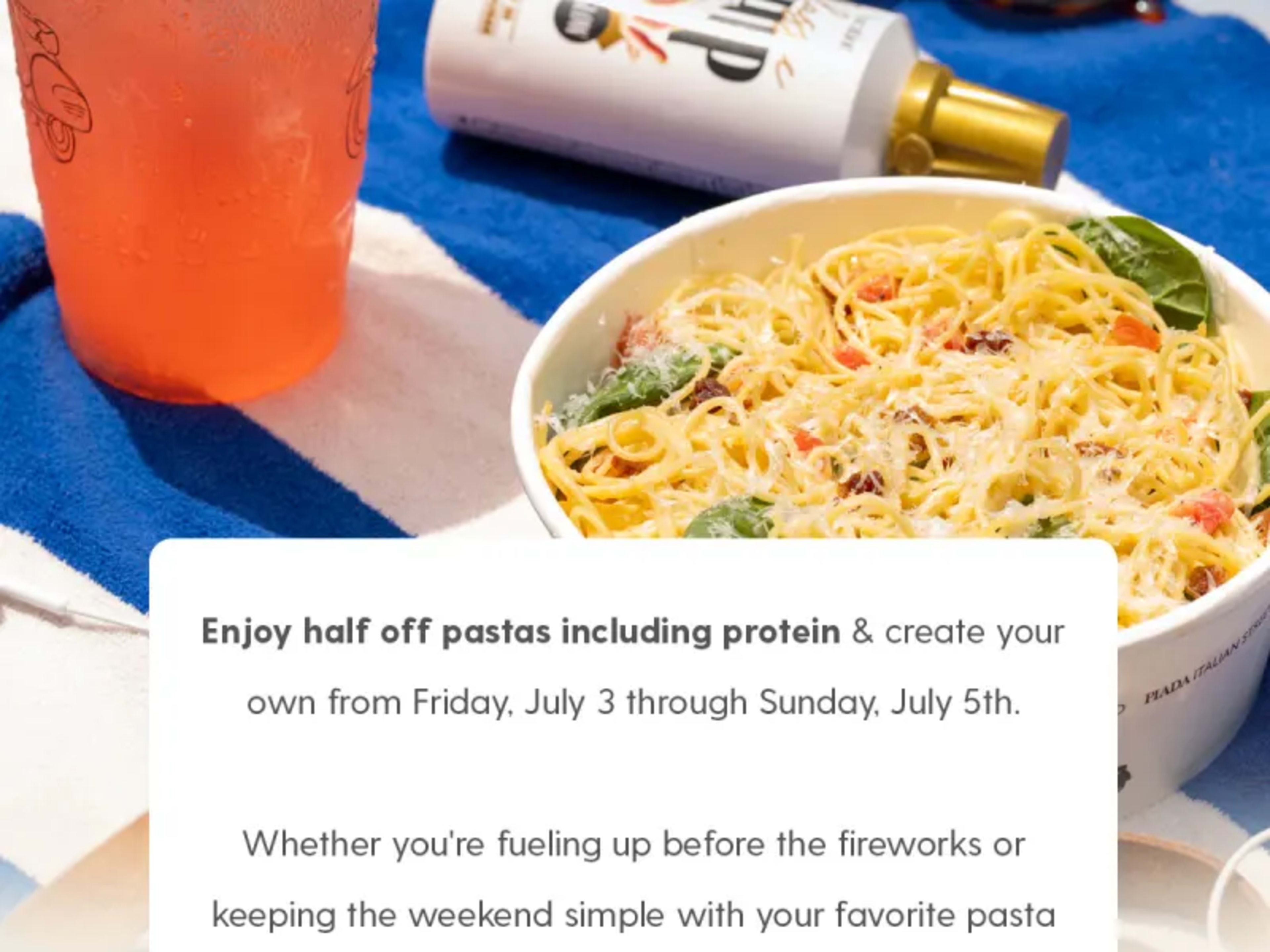 Half Off Pastas All Weekend