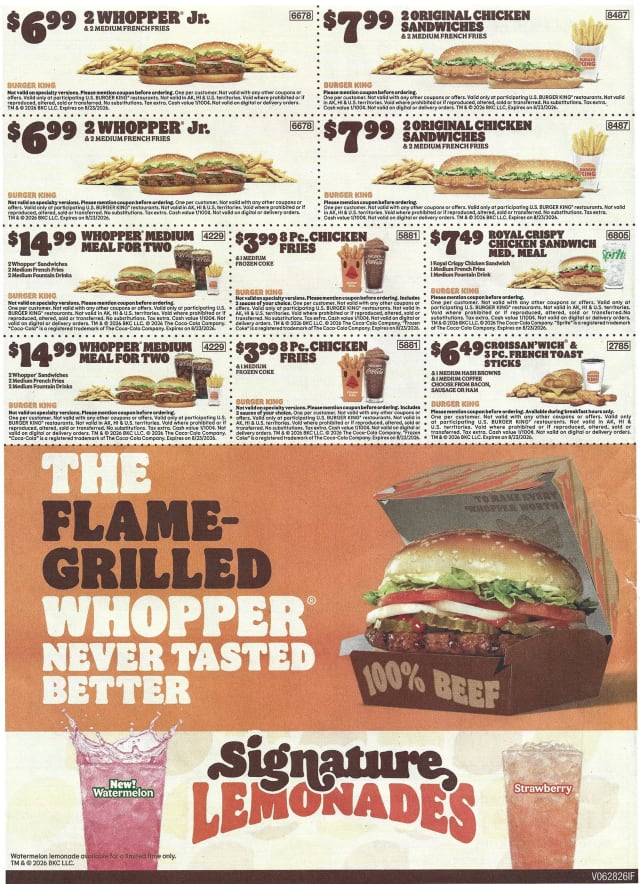 Burger King Coupon Sheet