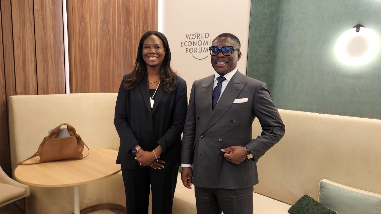 Teodoro Obiang Nguema Mangue et Kate Kallot à Davos