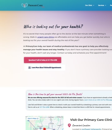 PrimaryCare Indy website overview
