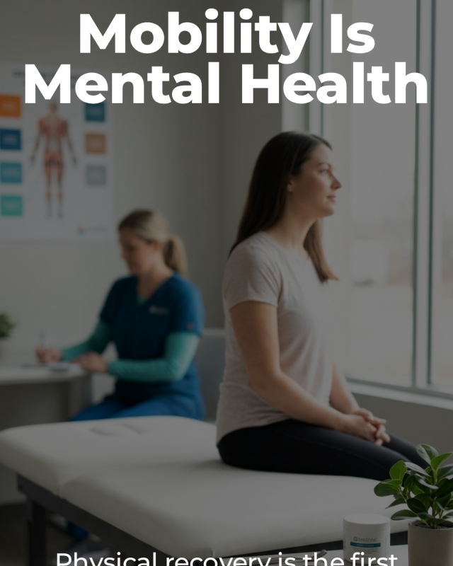 Graston Technique campaign creative connecting patient mobility and mental well-being in a clinical setting