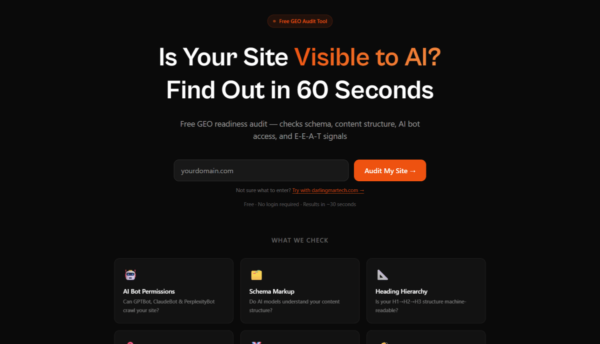 GEO Readiness Auditor interface preview