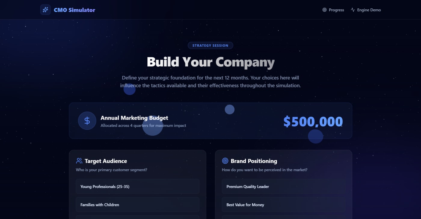 CMO Simulator — build your own company step