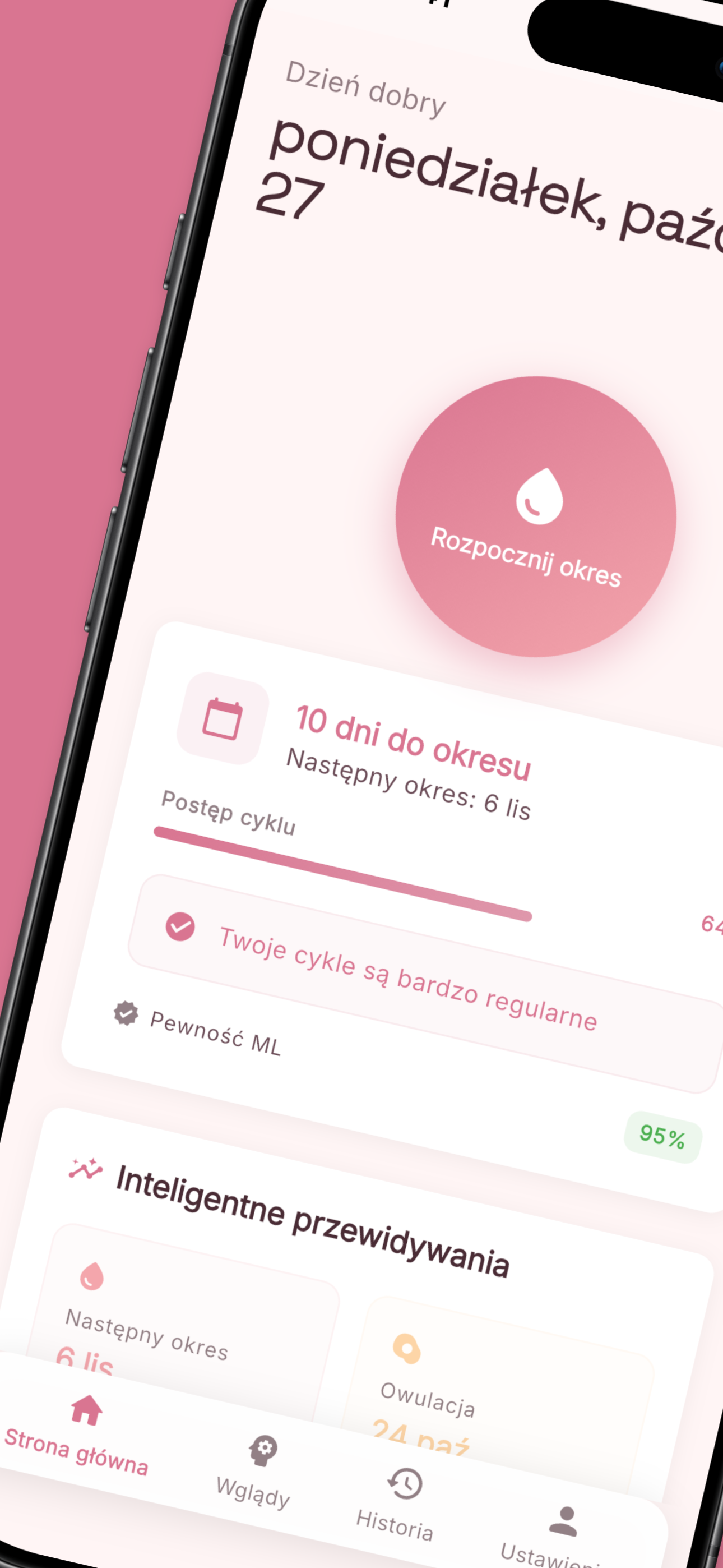 sCycle calendar view showing period days and predictions