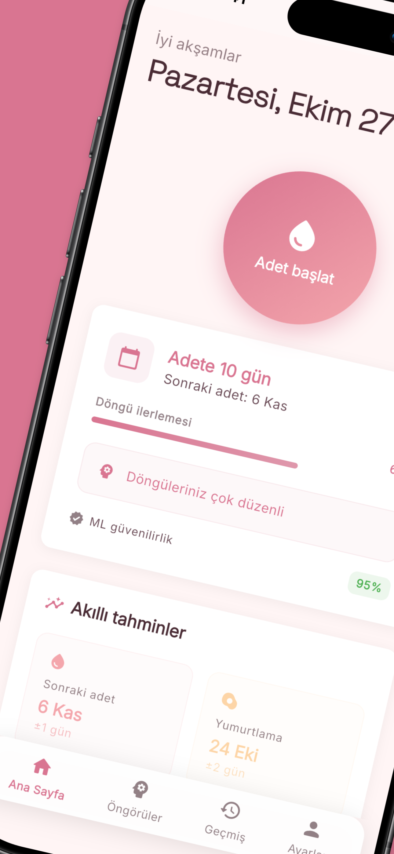 sCycle calendar view showing period days and predictions