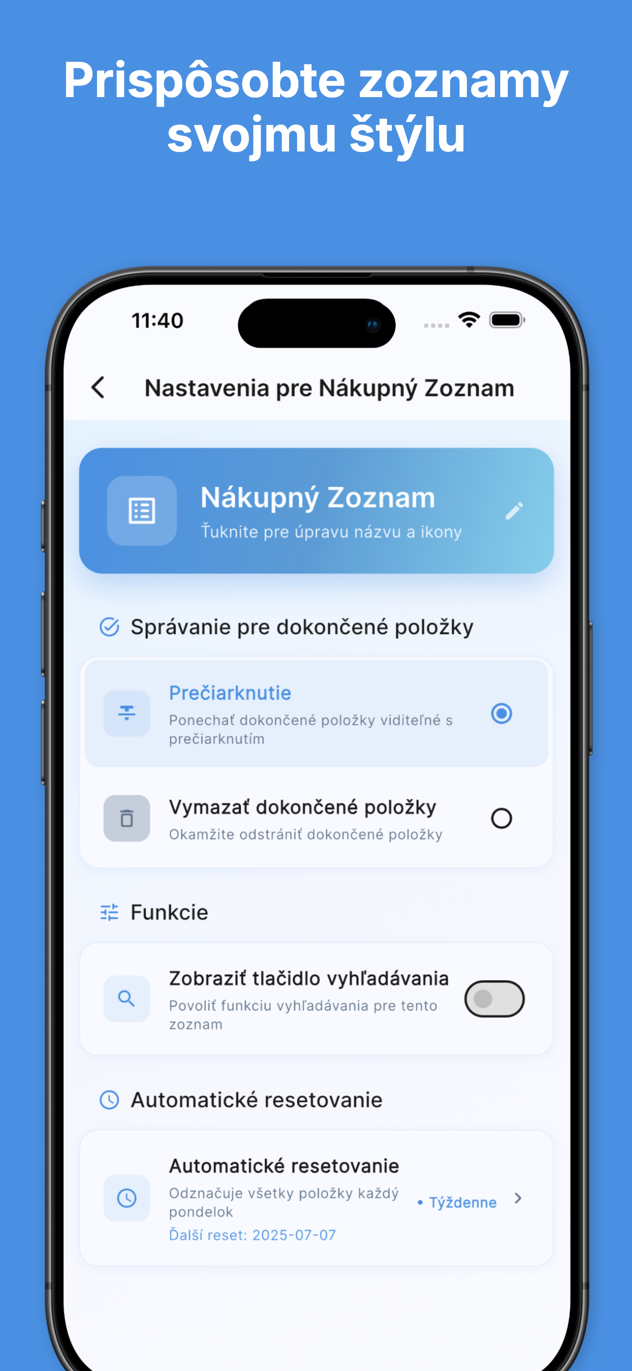 Strike-through completion with visual progress tracking