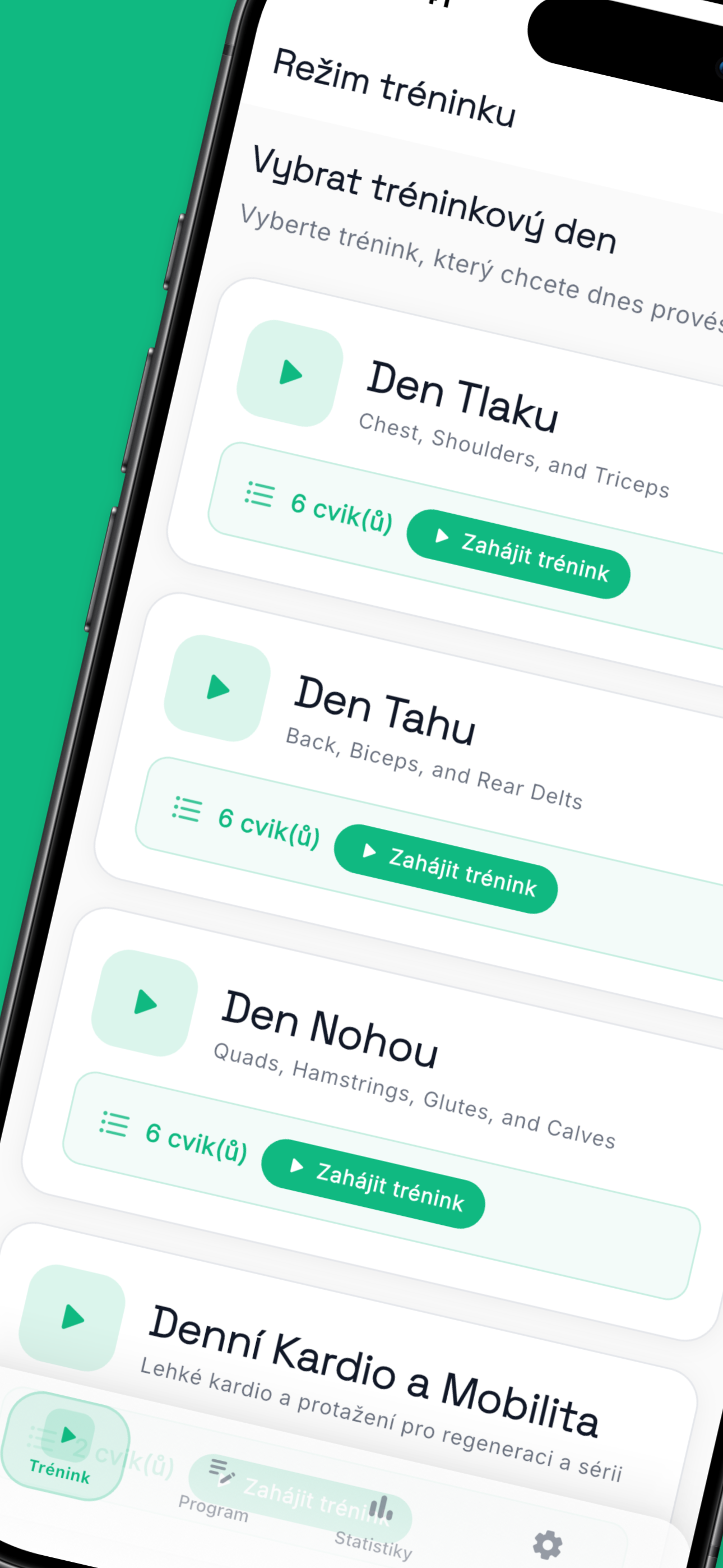 sTrain app home screen showing workout programs and training plans