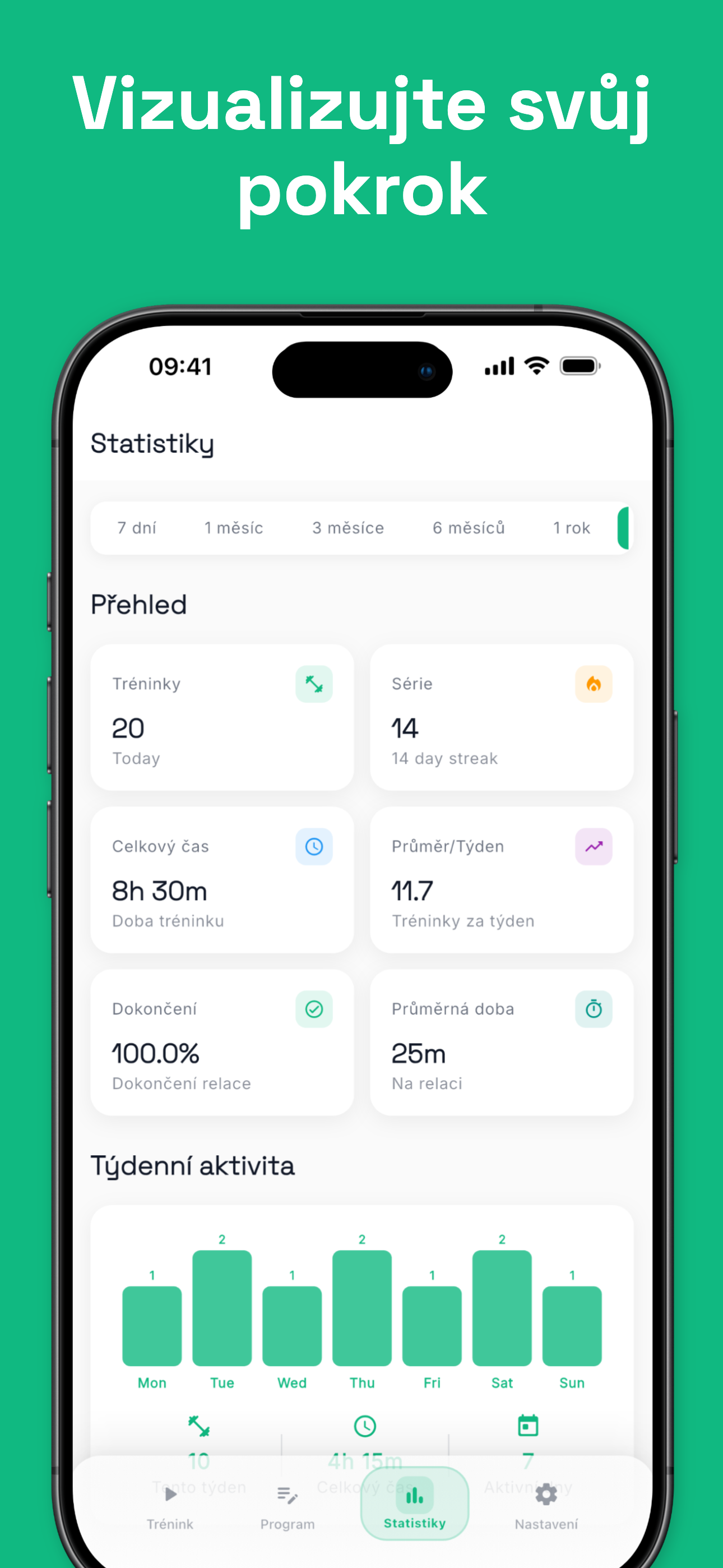 Live workout session tracking with timer and progress