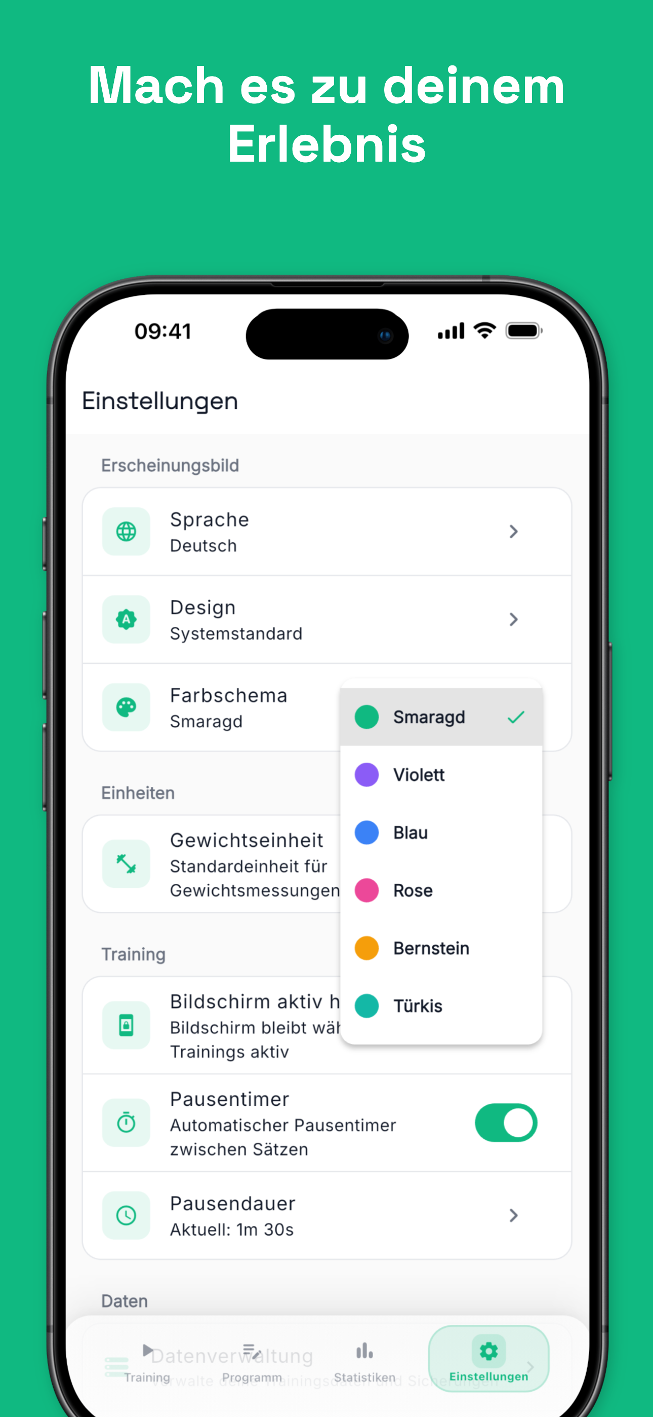 Exercise details with weight and rep tracking