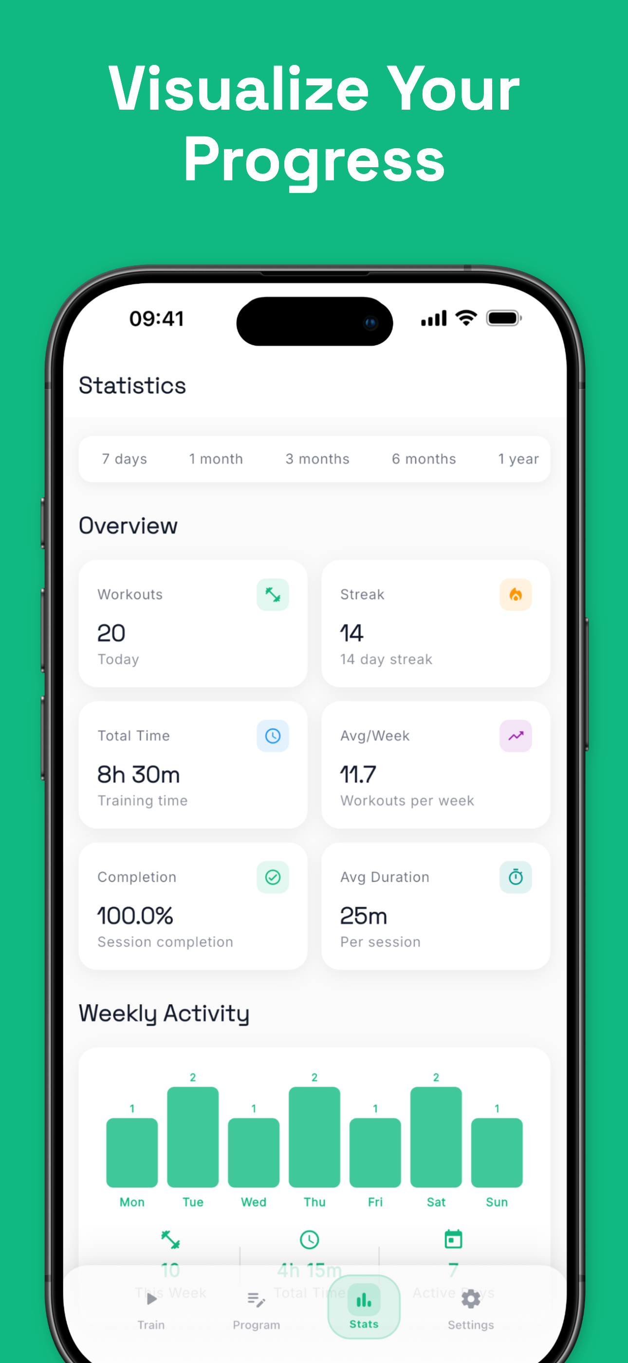 Live workout session tracking with timer and progress