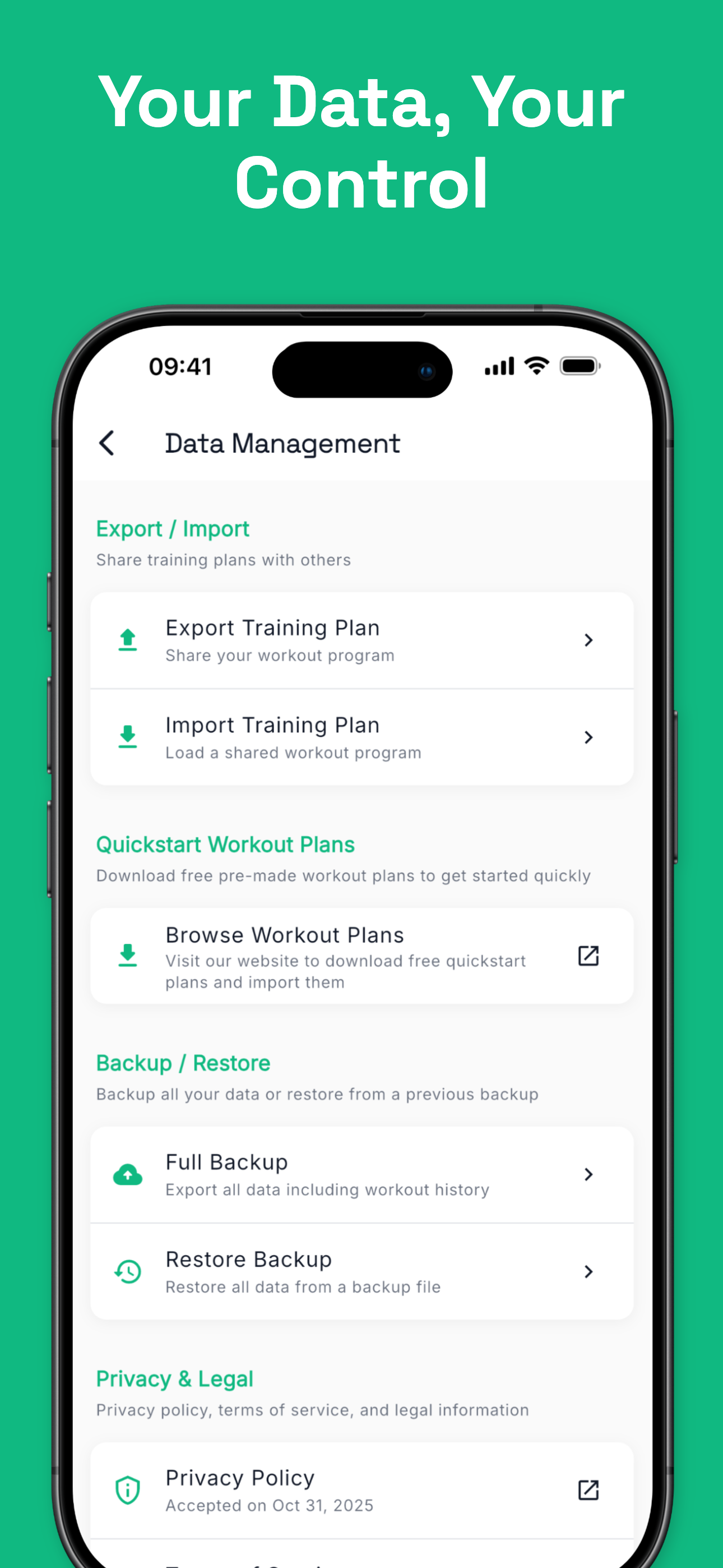 Dark mode interface for comfortable gym use