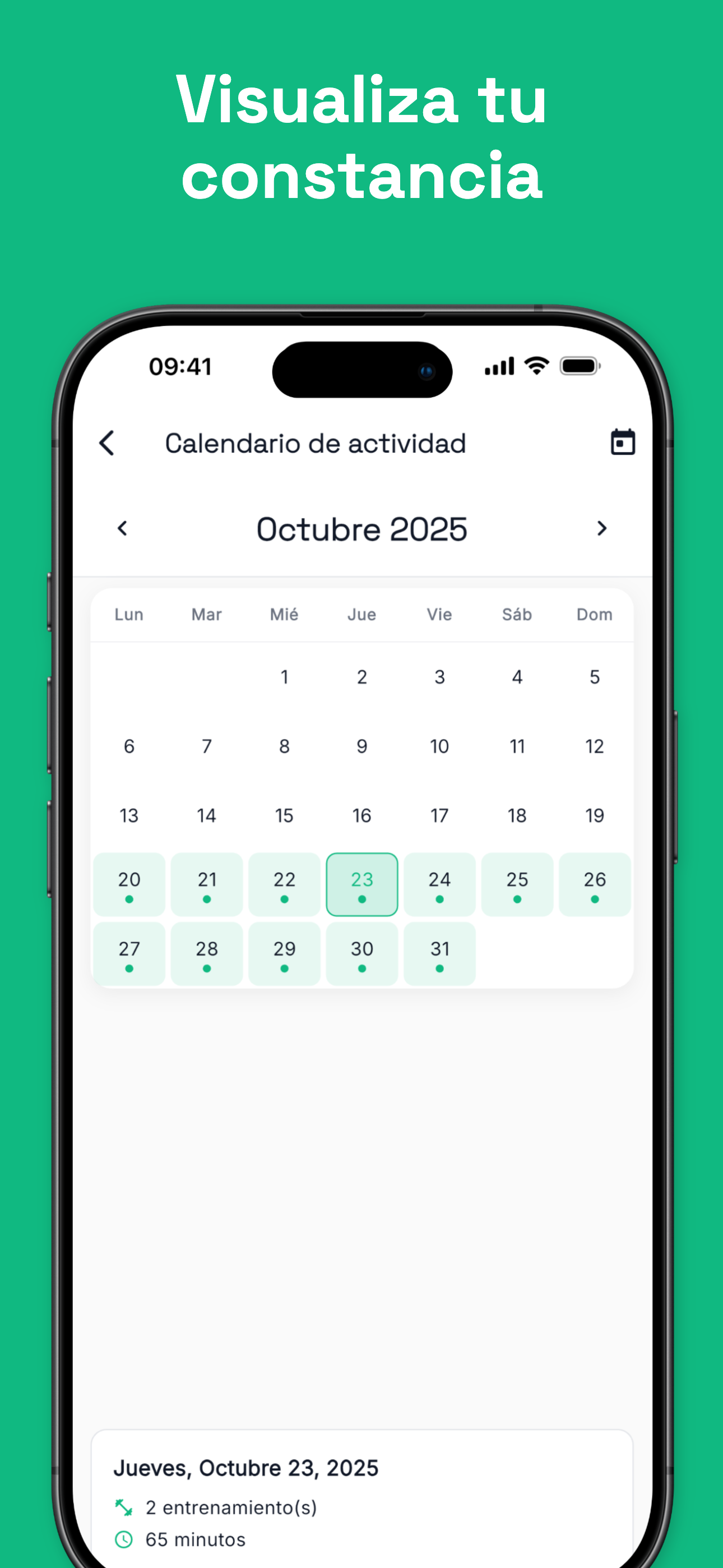 Workout history and progress statistics