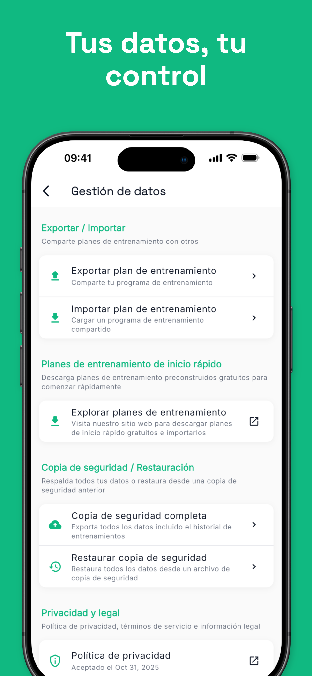Dark mode interface for comfortable gym use