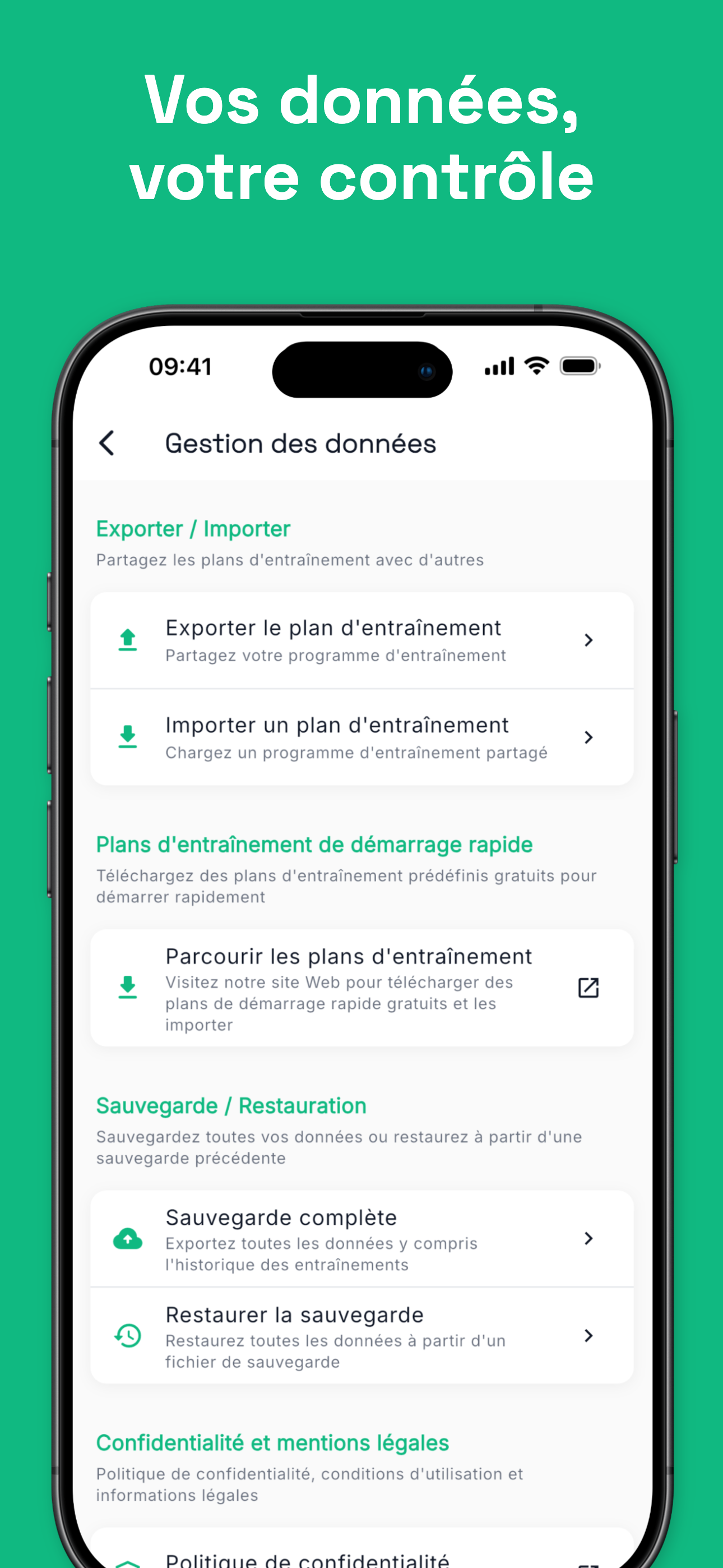 Dark mode interface for comfortable gym use